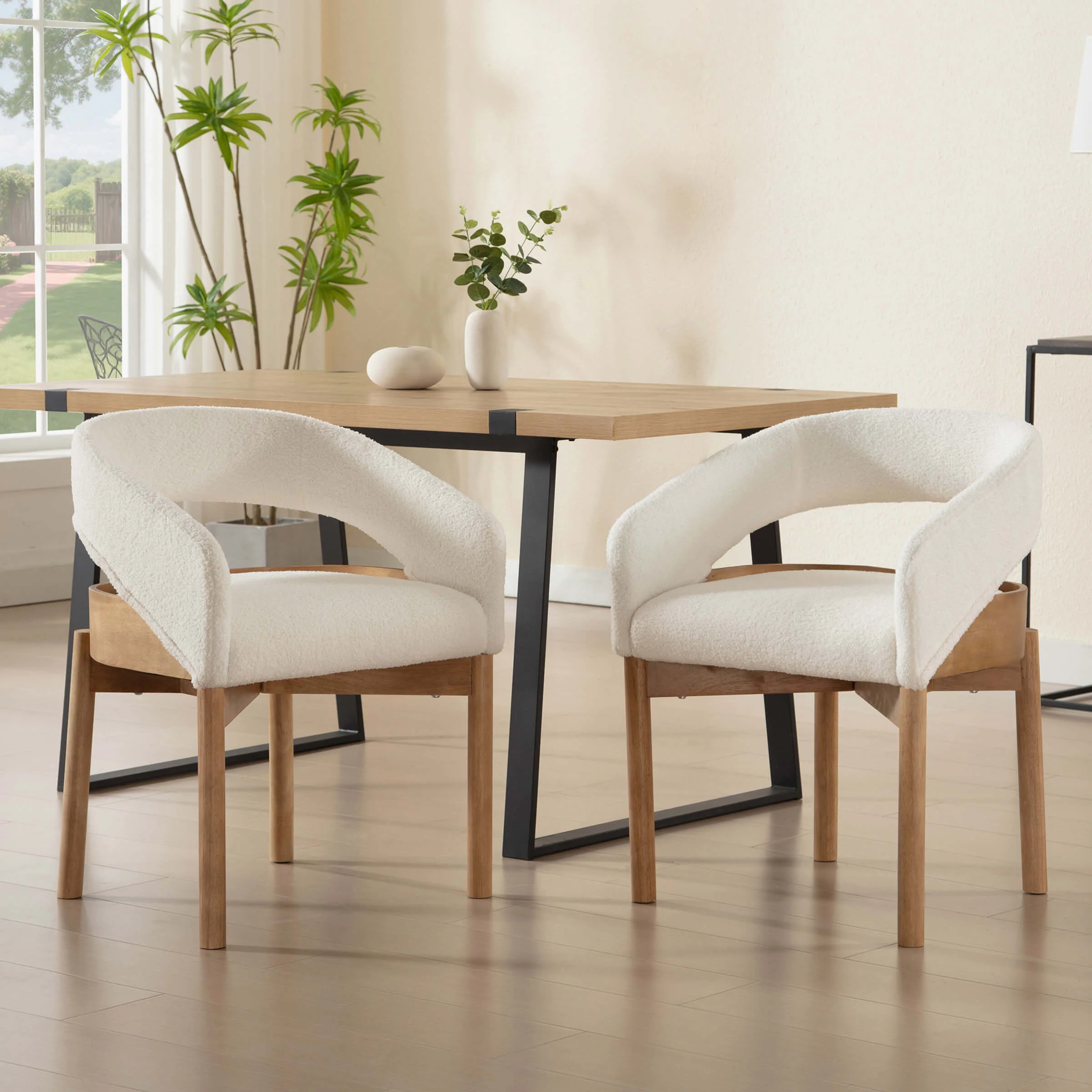 Open Barrel Curved Back Dining Chairs Set of 2 - 1999DC - Image 9