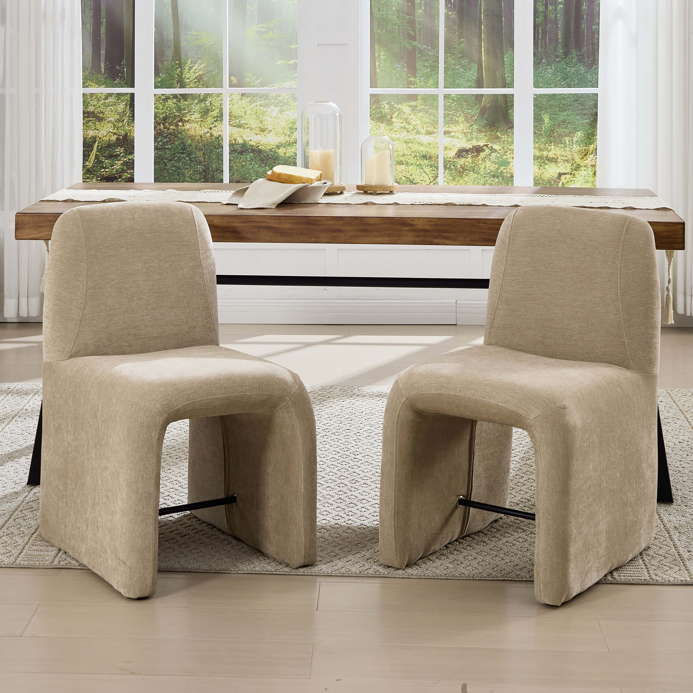 Upholstered Dining Chairs Set with Deep Seat and Curved Back - 3170DC - Image 11