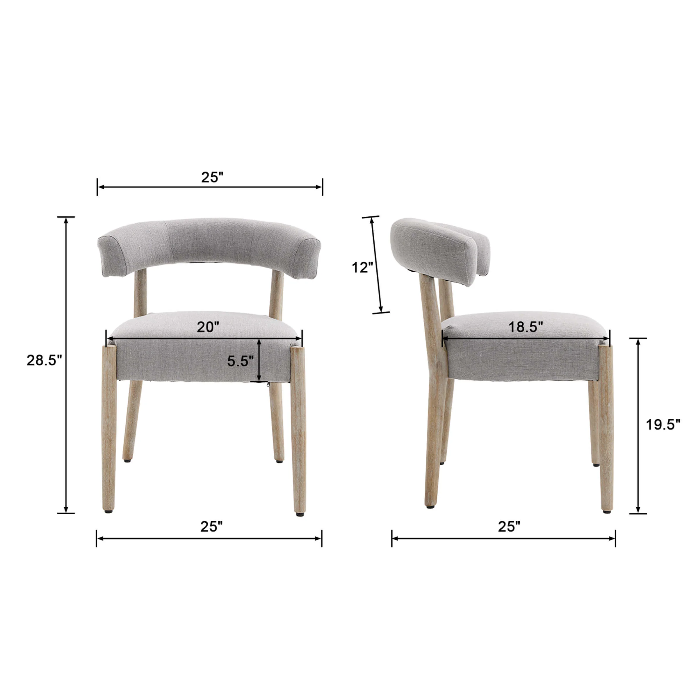 Curved Open Back Kitchen Chairs Set of 2 - 10077DC - Image 18