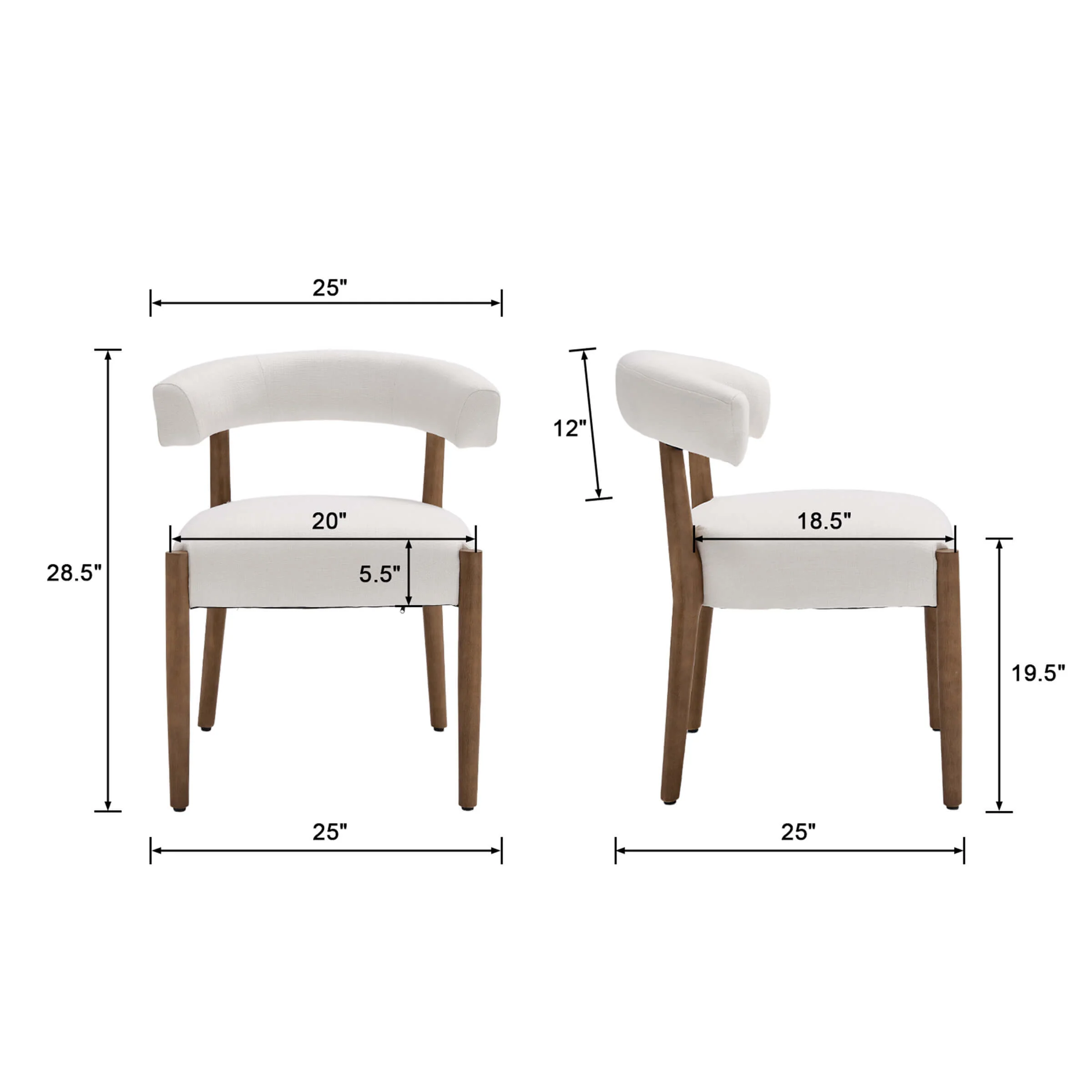 Curved Open Back Kitchen Chairs Set of 2 - 10077DC - Image 27