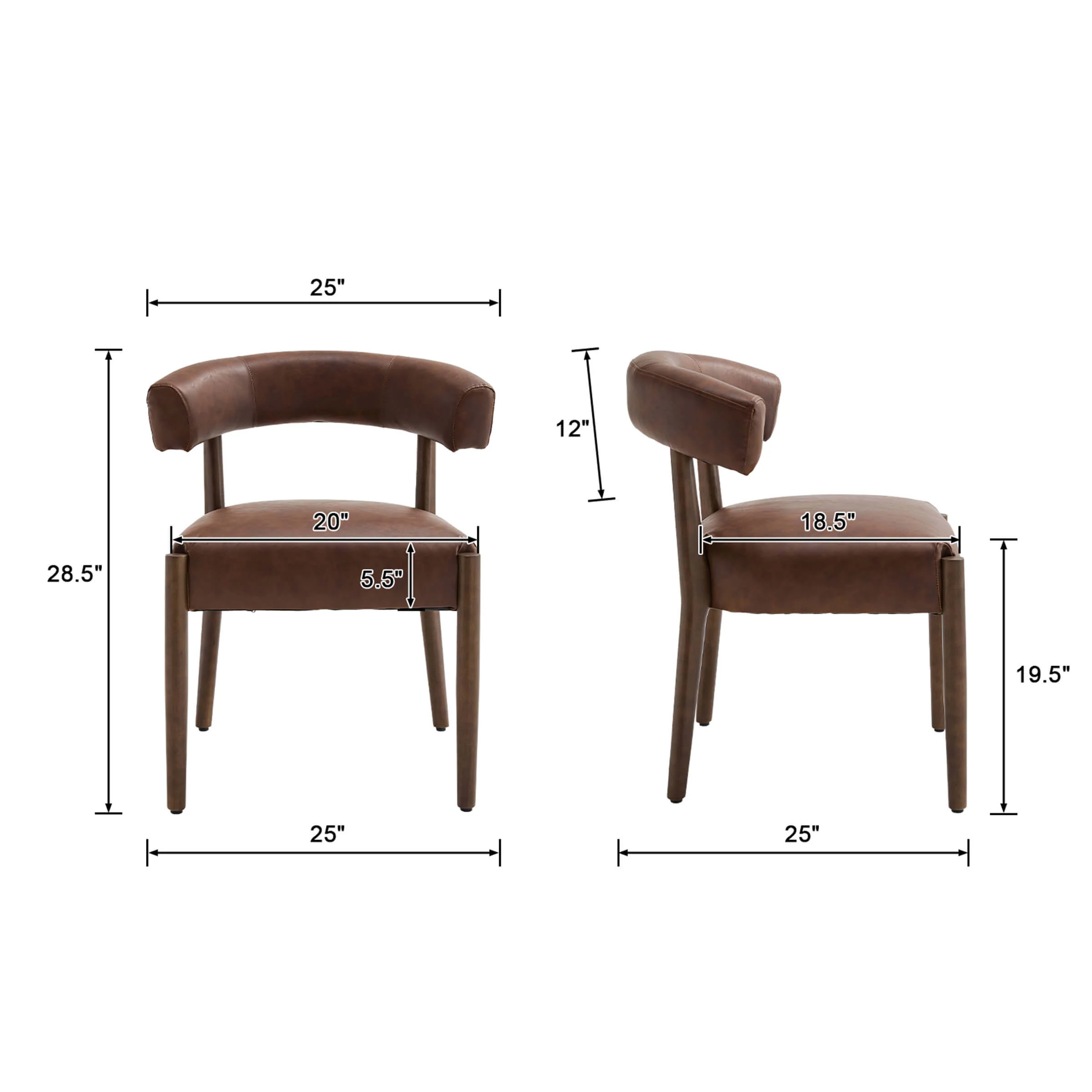 Curved Open Back Kitchen Chairs Set of 2 - 10077DC - Image 36