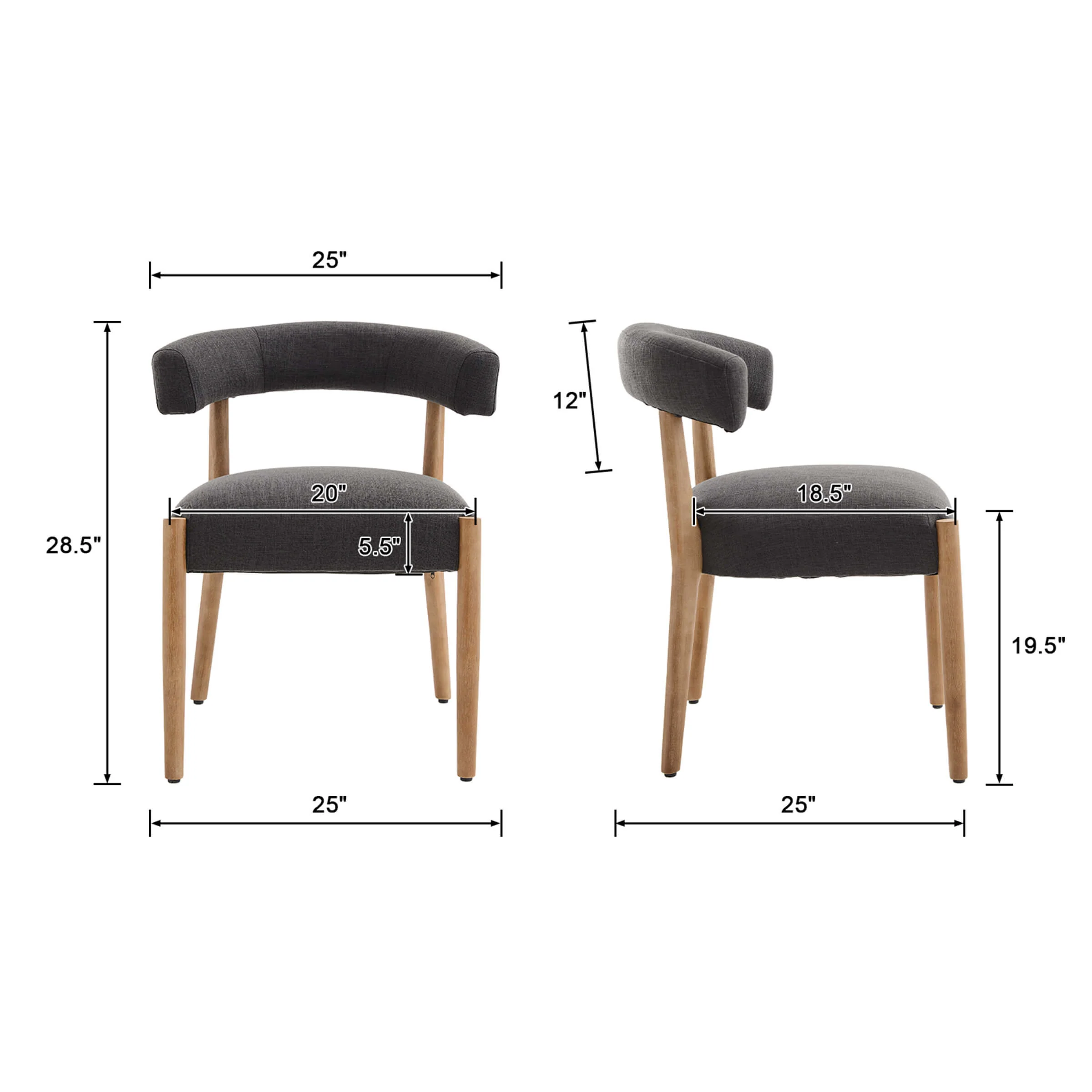 Curved Open Back Kitchen Chairs Set of 2 - 10077DC - Image 9