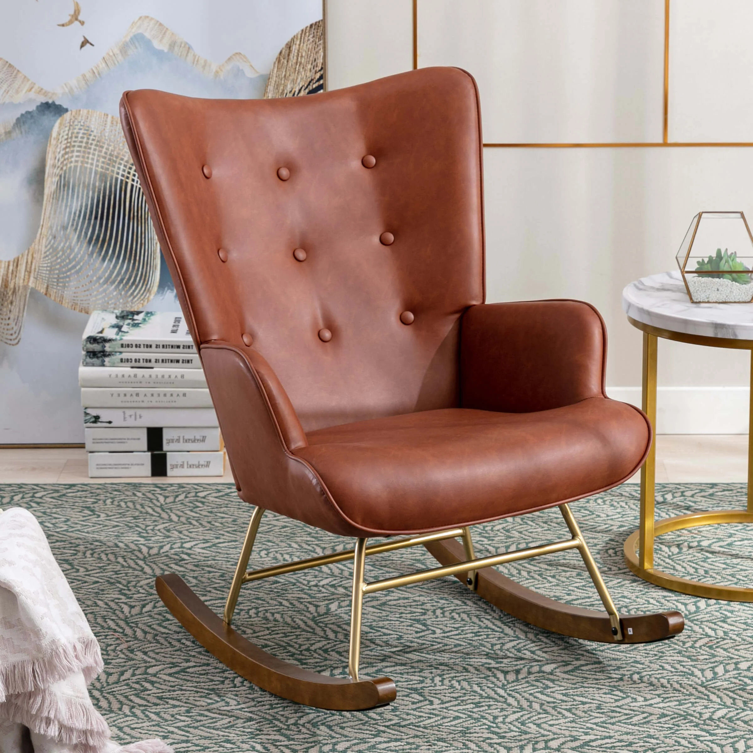 Tufted Wingback Accent Rocking Chair 1 PCS - 8901RC - Image 10