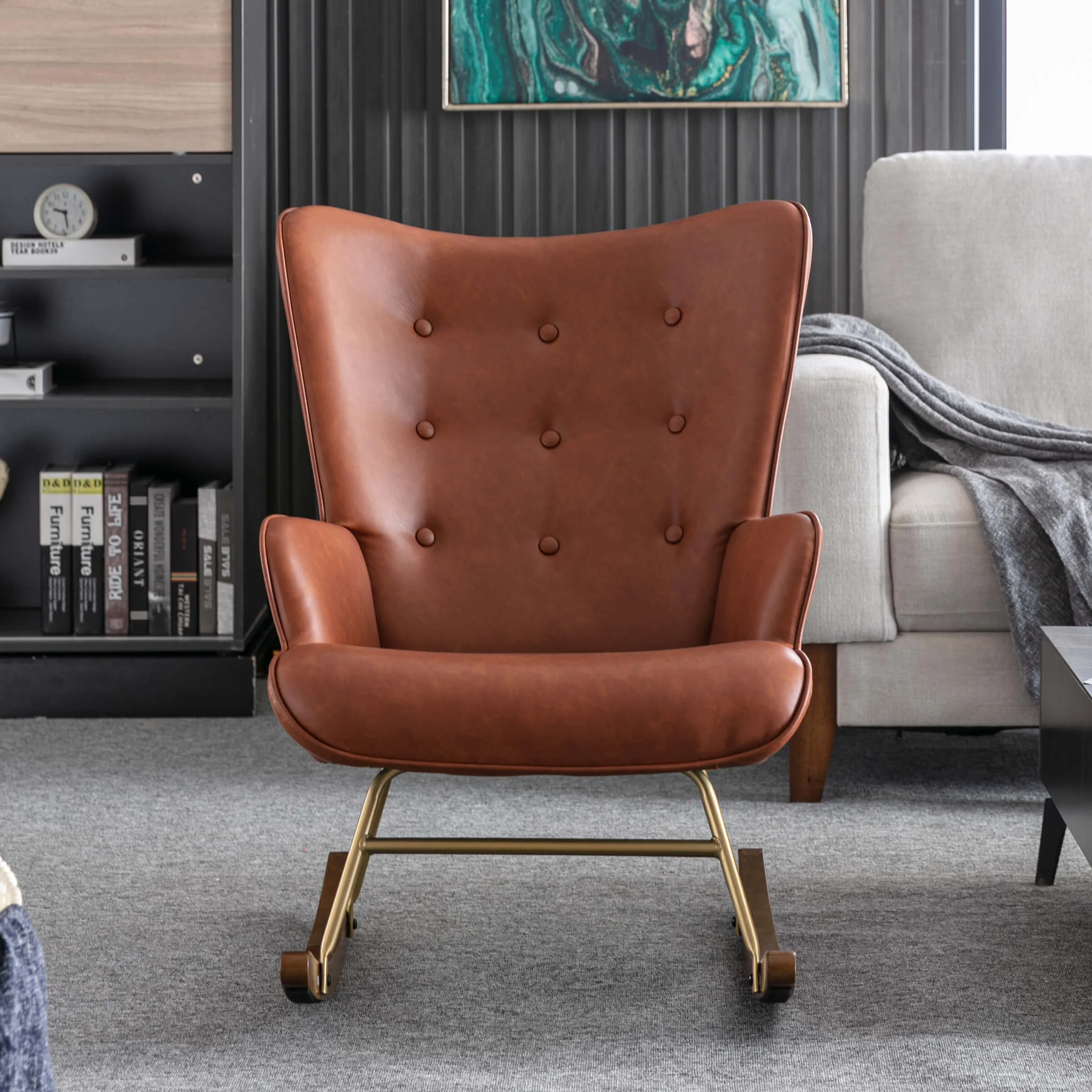 Tufted Wingback Accent Rocking Chair 1 PCS - 8901RC - Image 11
