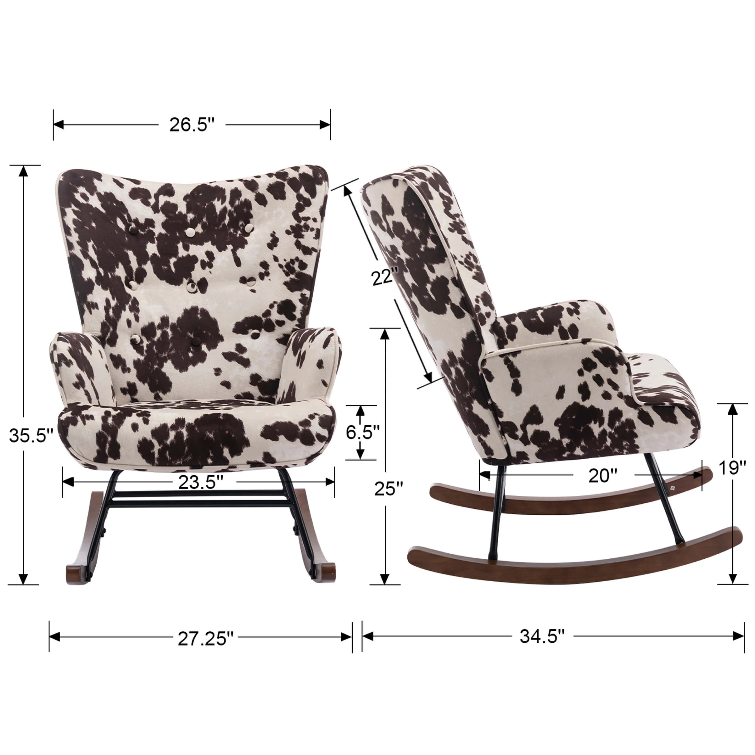 Tufted Wingback Accent Rocking Chair 1 PCS - 8901RC - Image 9