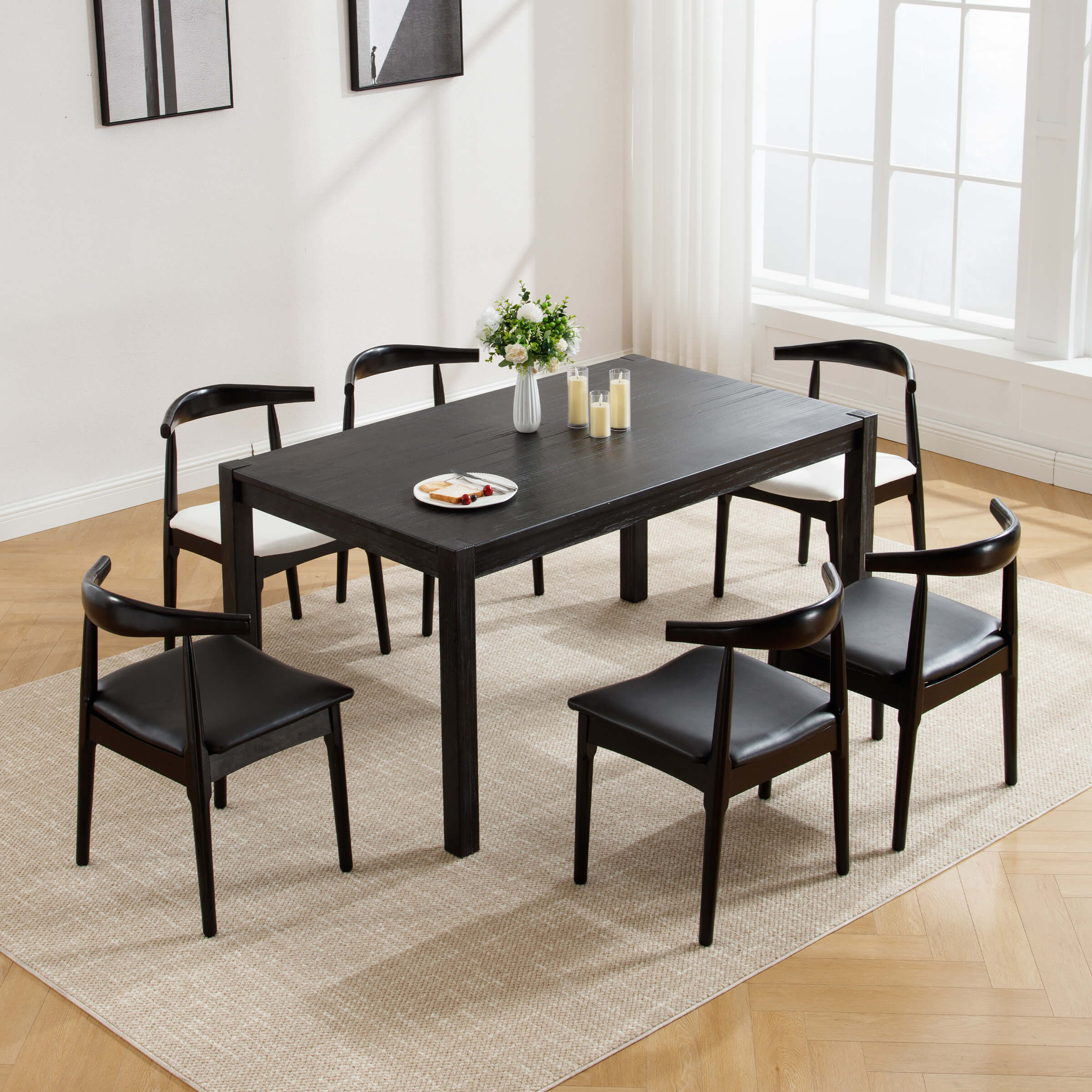 Wood Barrel Back Kitchen Chairs Set of 2 - X017DC - Image 11