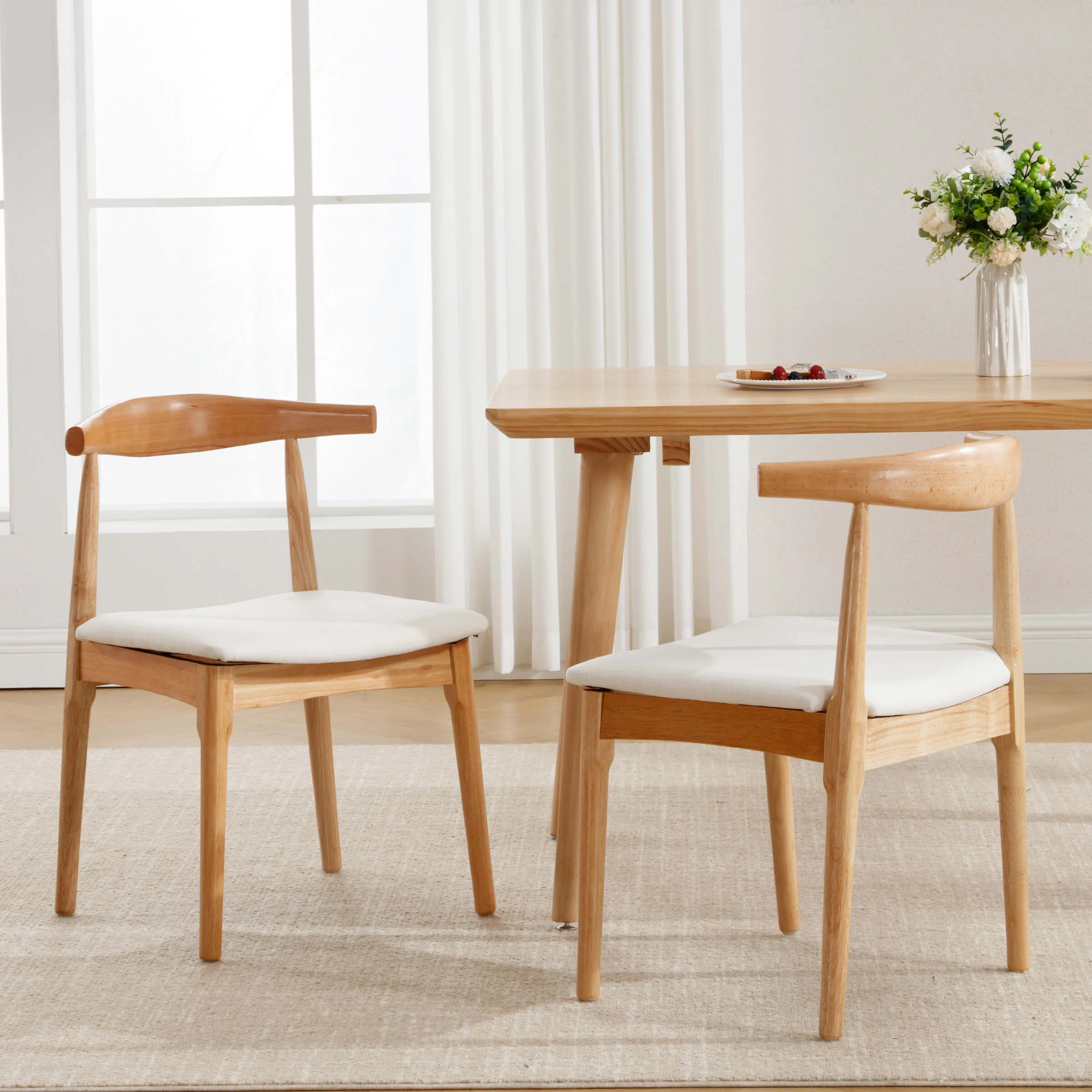 Wood Barrel Back Kitchen Chairs Set of 2 - X017DC - Image 17