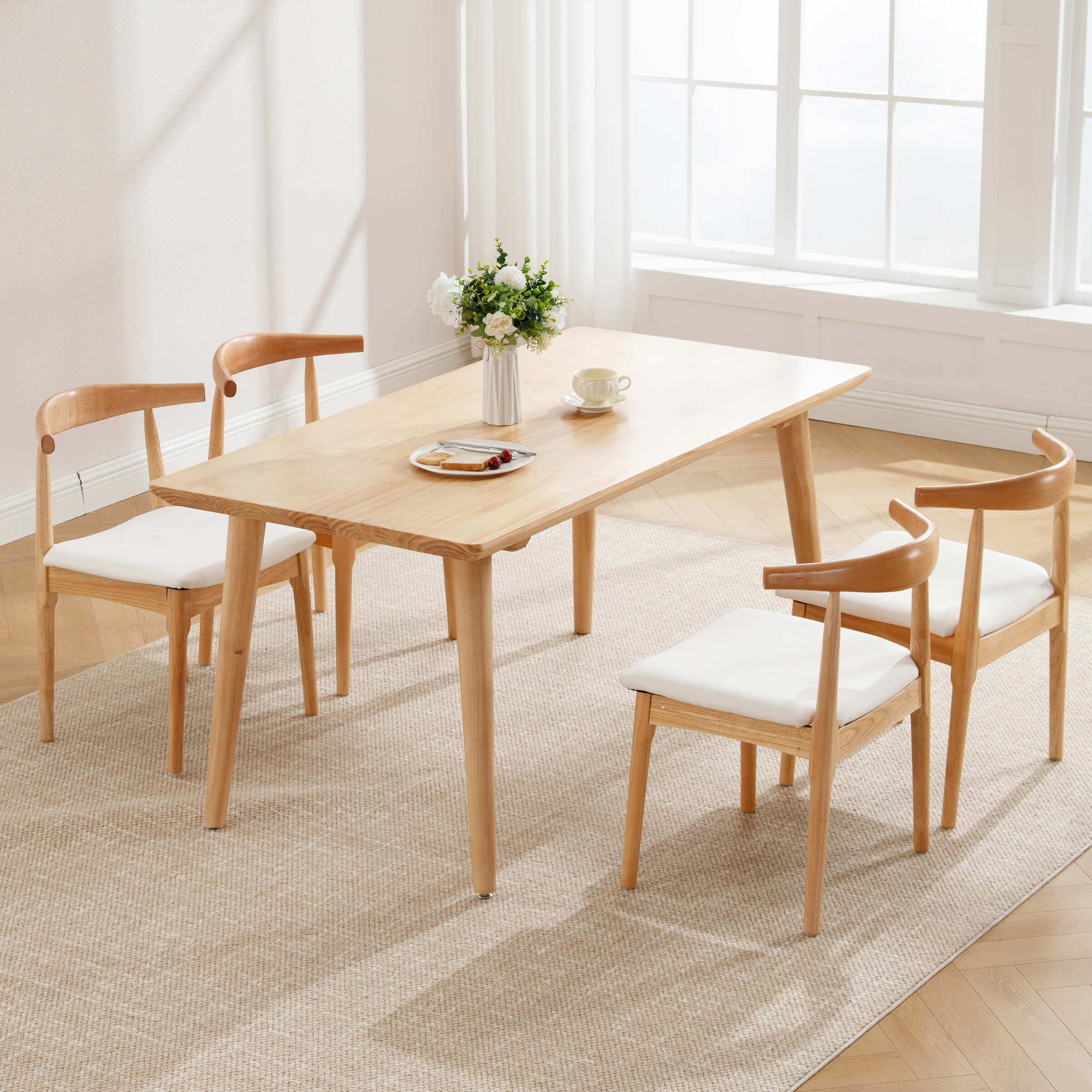 Wood Barrel Back Kitchen Chairs Set of 2 - X017DC - Image 18