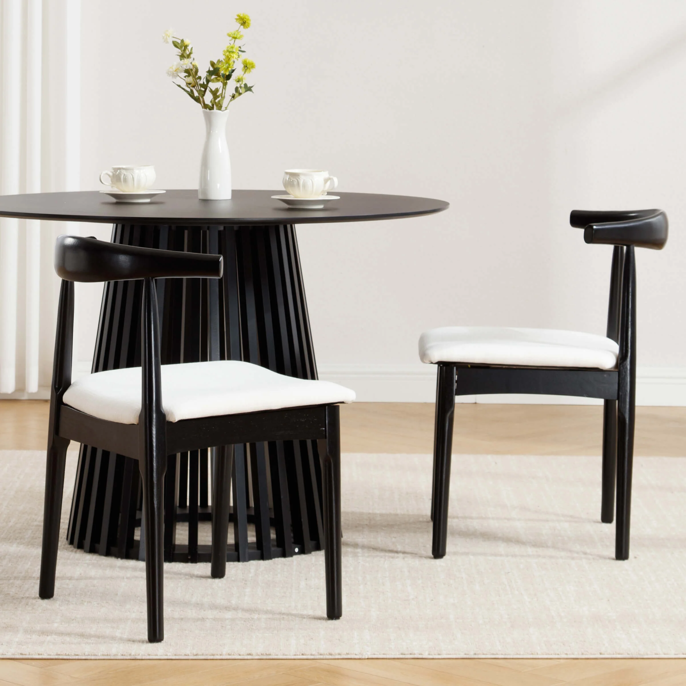 Wood Barrel Back Kitchen Chairs Set of 2 - X017DC - Image 2
