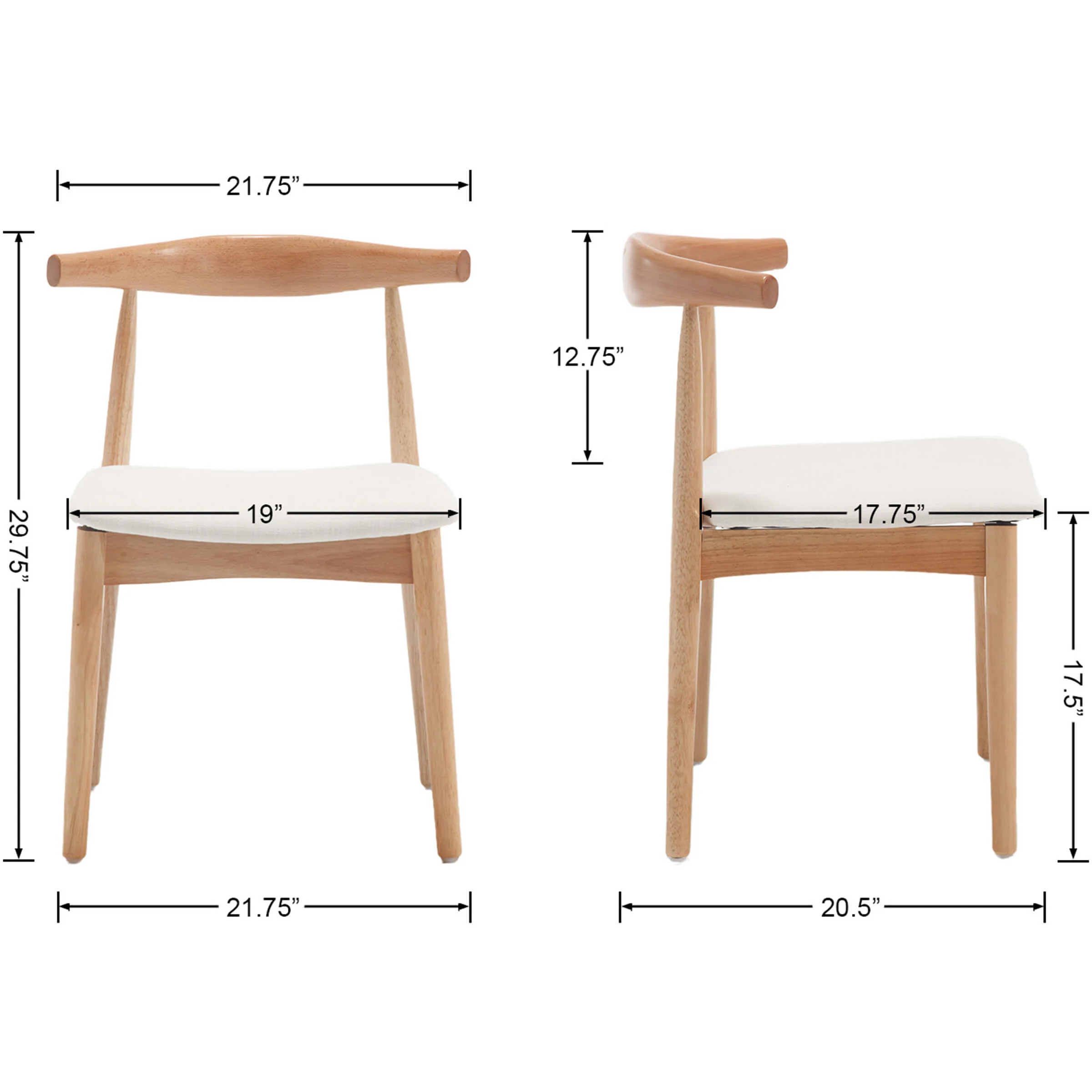 Wood Barrel Back Kitchen Chairs Set of 2 - X017DC - Image 22