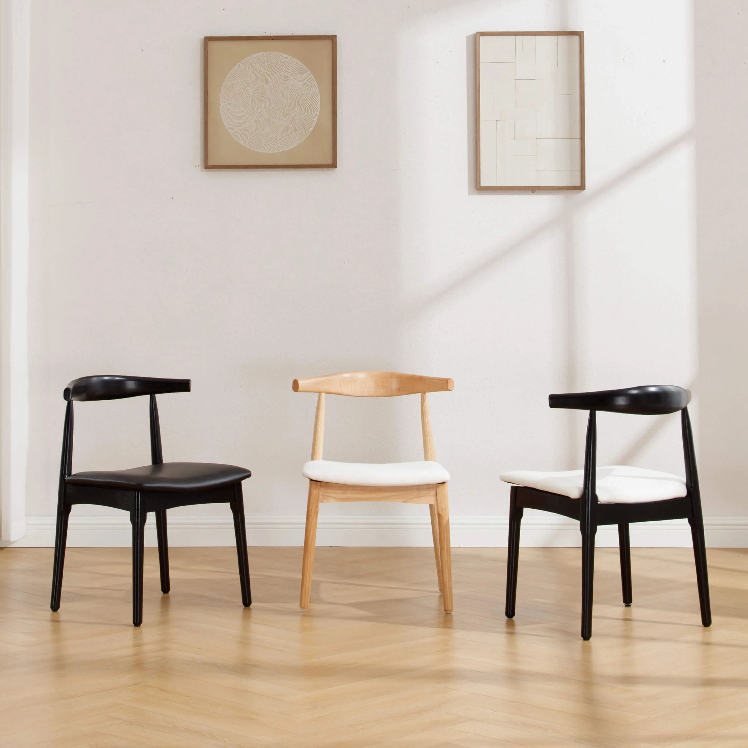 Wood Barrel Back Kitchen Chairs Set of 2 - X017DC - Image 23