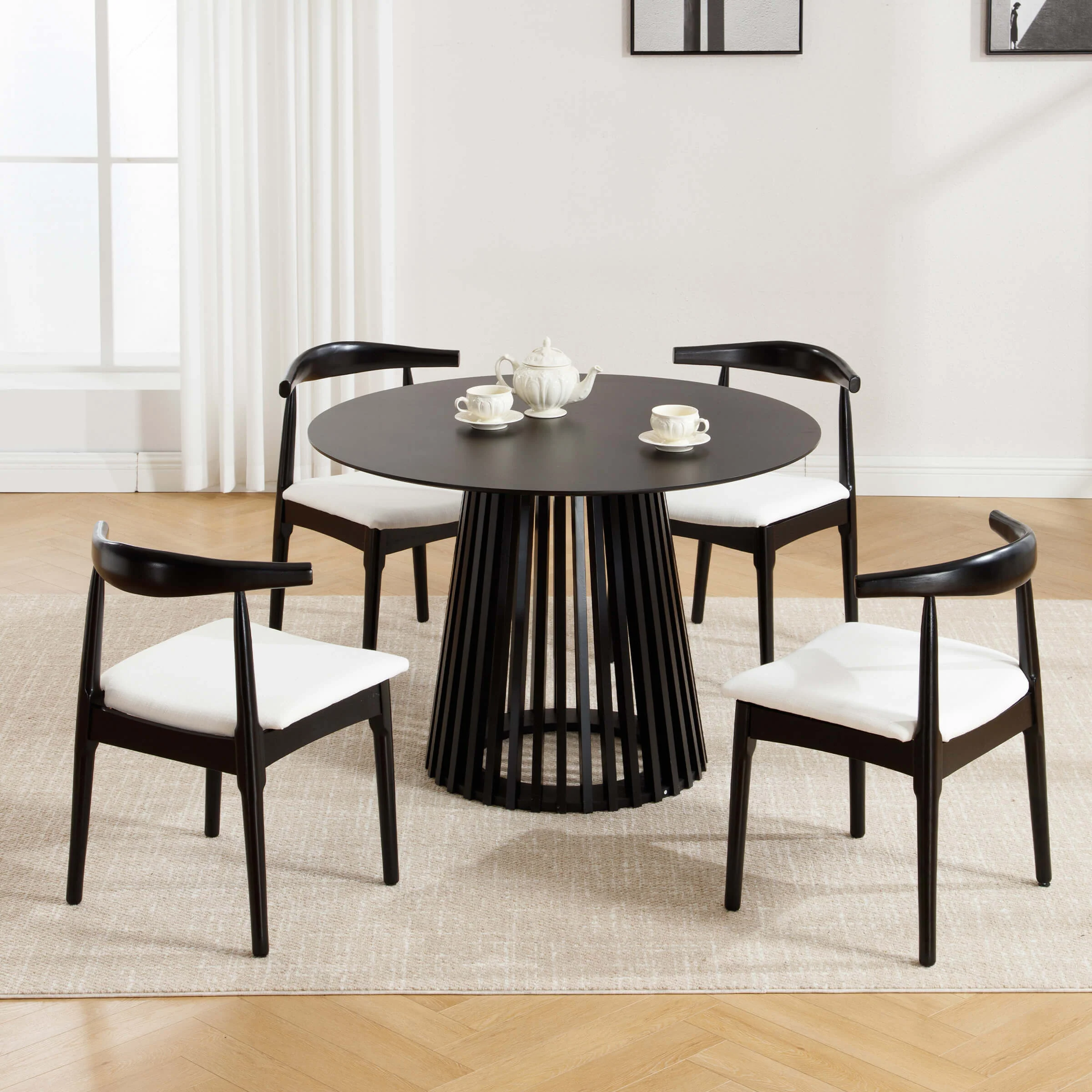 Wood Barrel Back Kitchen Chairs Set of 2 - X017DC - Image 3