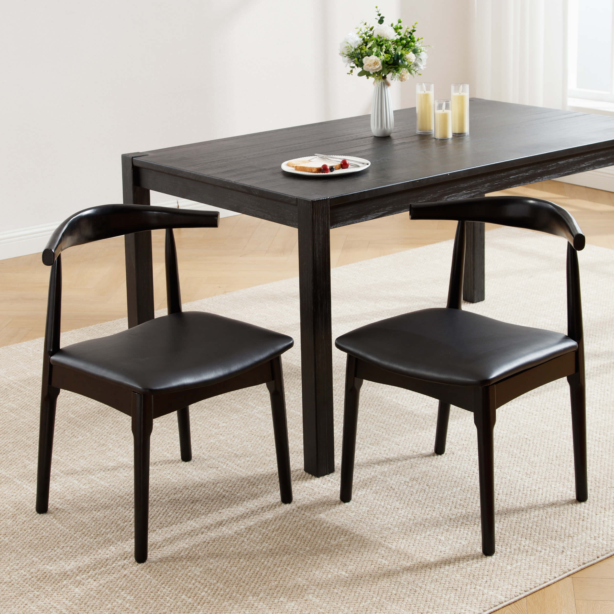 Wood Barrel Back Kitchen Chairs Set of 2 - X017DC - Image 9