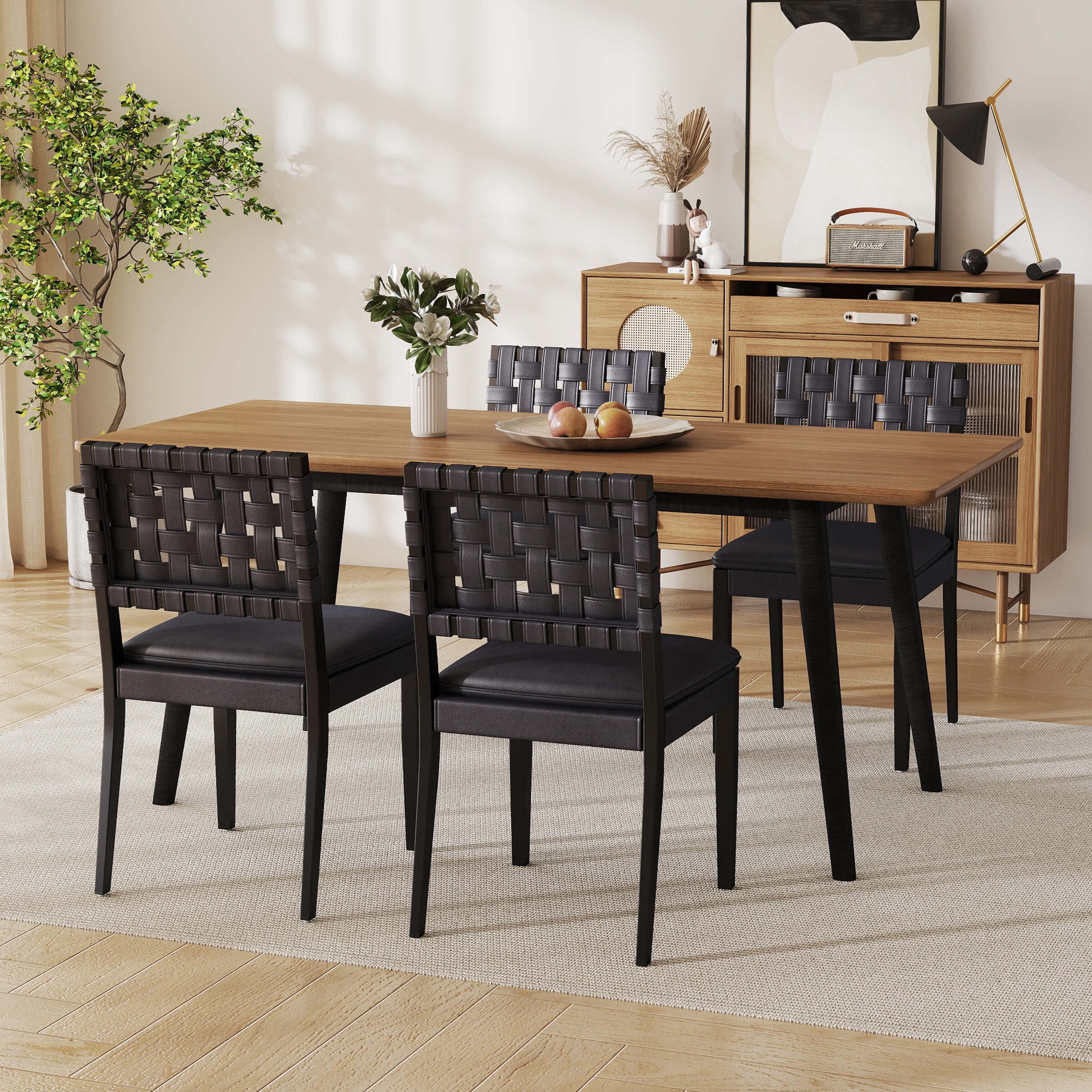 Woven Rattan Dining Chairs Set of 2 - 5080DC - Image 3