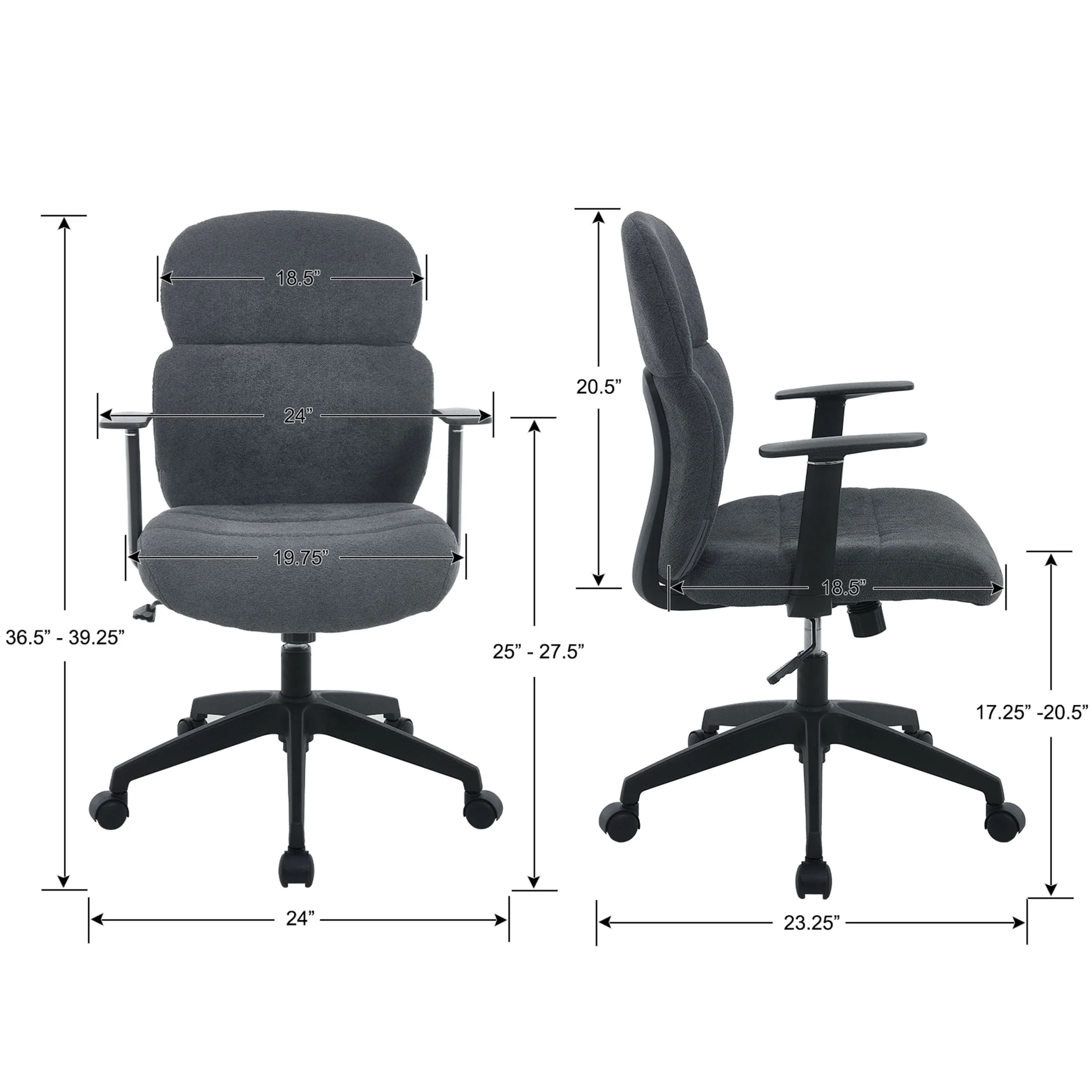 Adjustable Rolling Desk Chair with Armrest - X259OC - Image 18