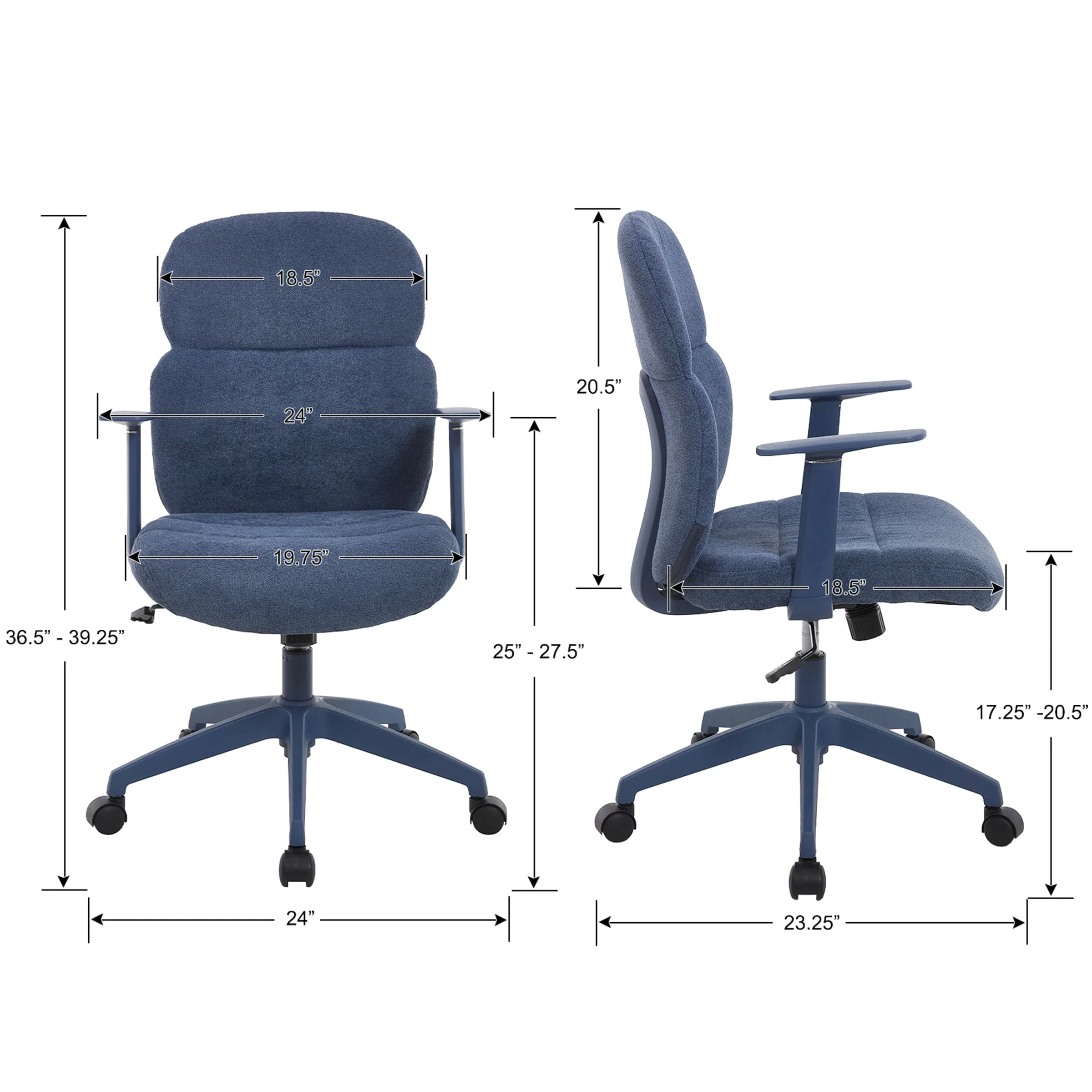 Adjustable Rolling Desk Chair with Armrest - X259OC - Image 27
