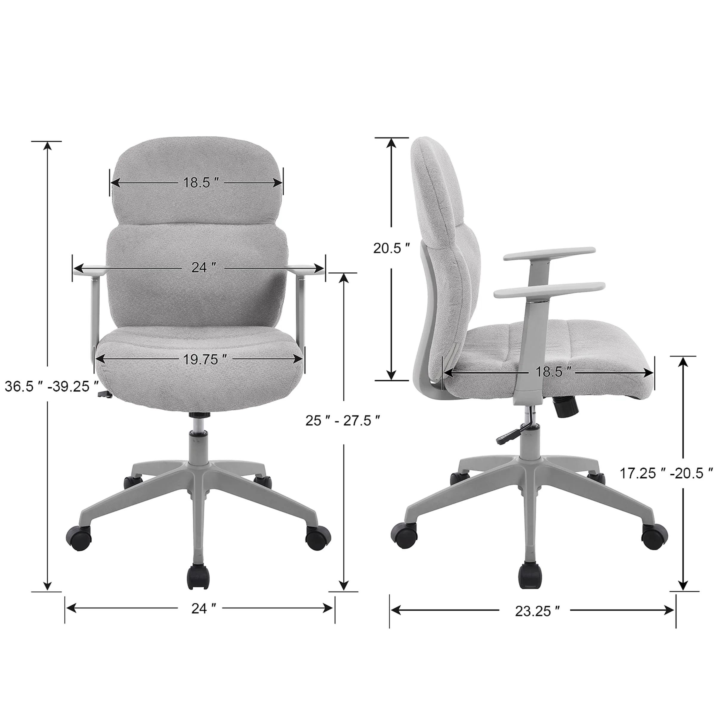 Adjustable Rolling Desk Chair with Armrest - X259OC - Image 9