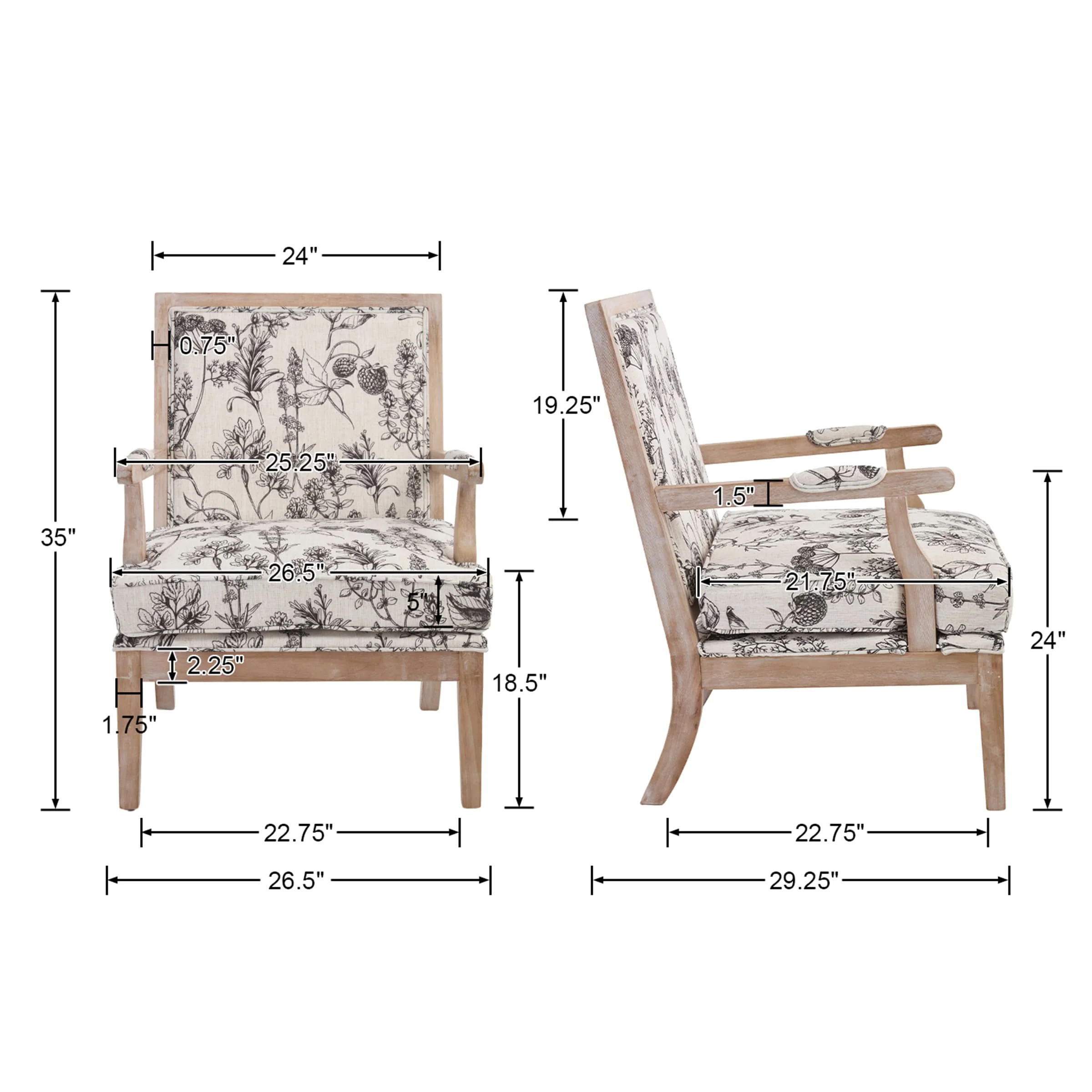 Linen Upholstered Solid Wood Armchair - 30026AC - Image 16