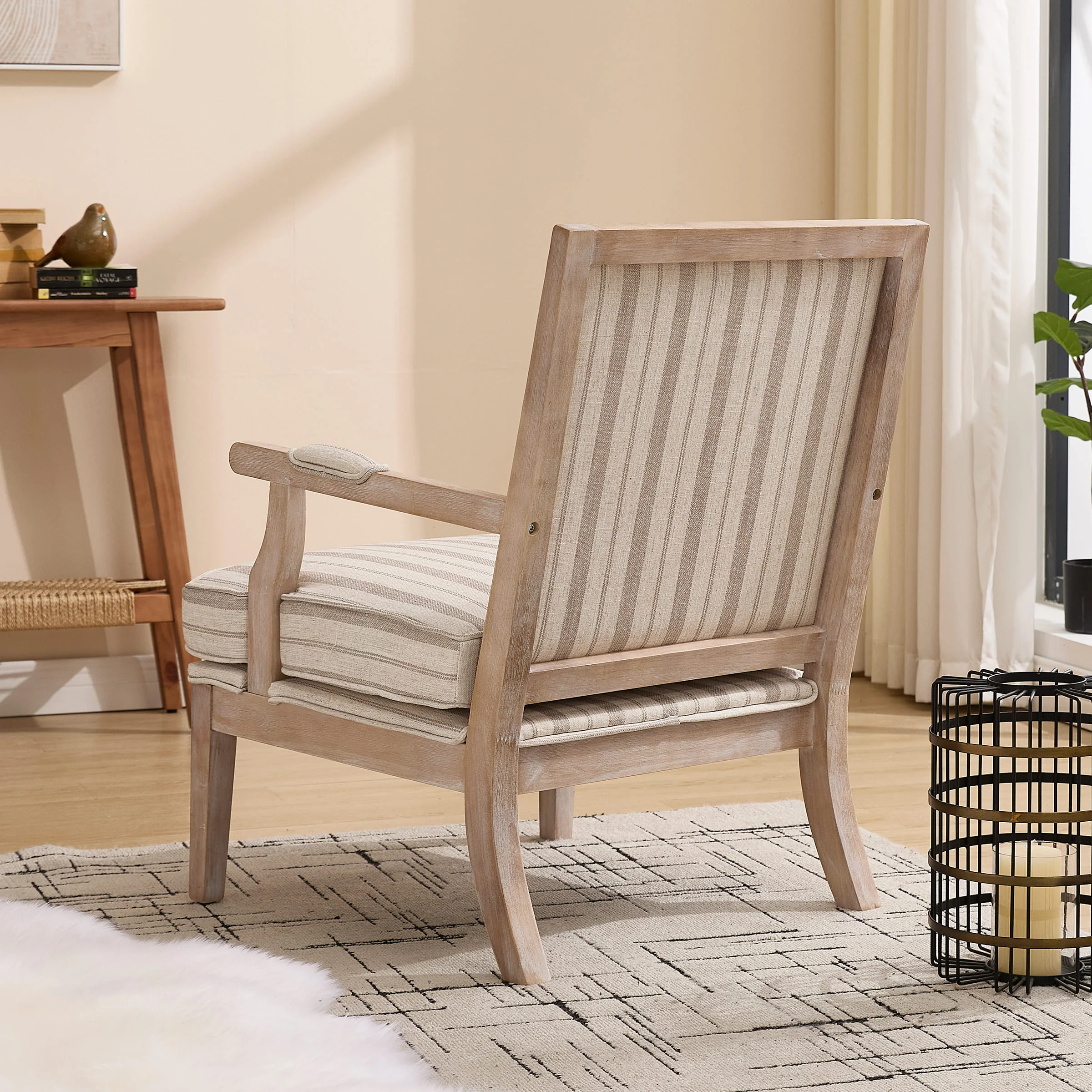 Linen Upholstered Solid Wood Armchair - 30026AC - Image 19