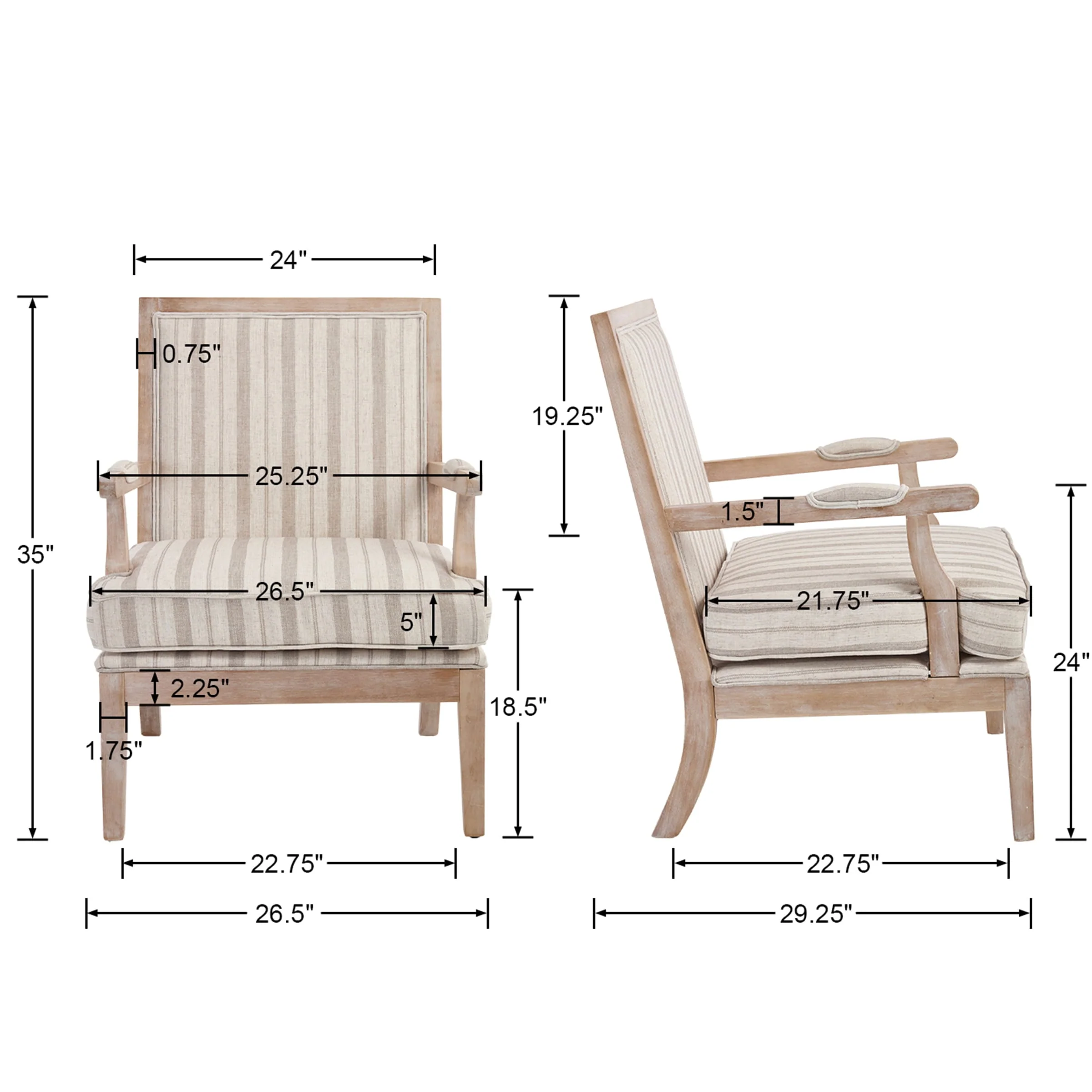 Linen Upholstered Solid Wood Armchair - 30026AC - Image 24