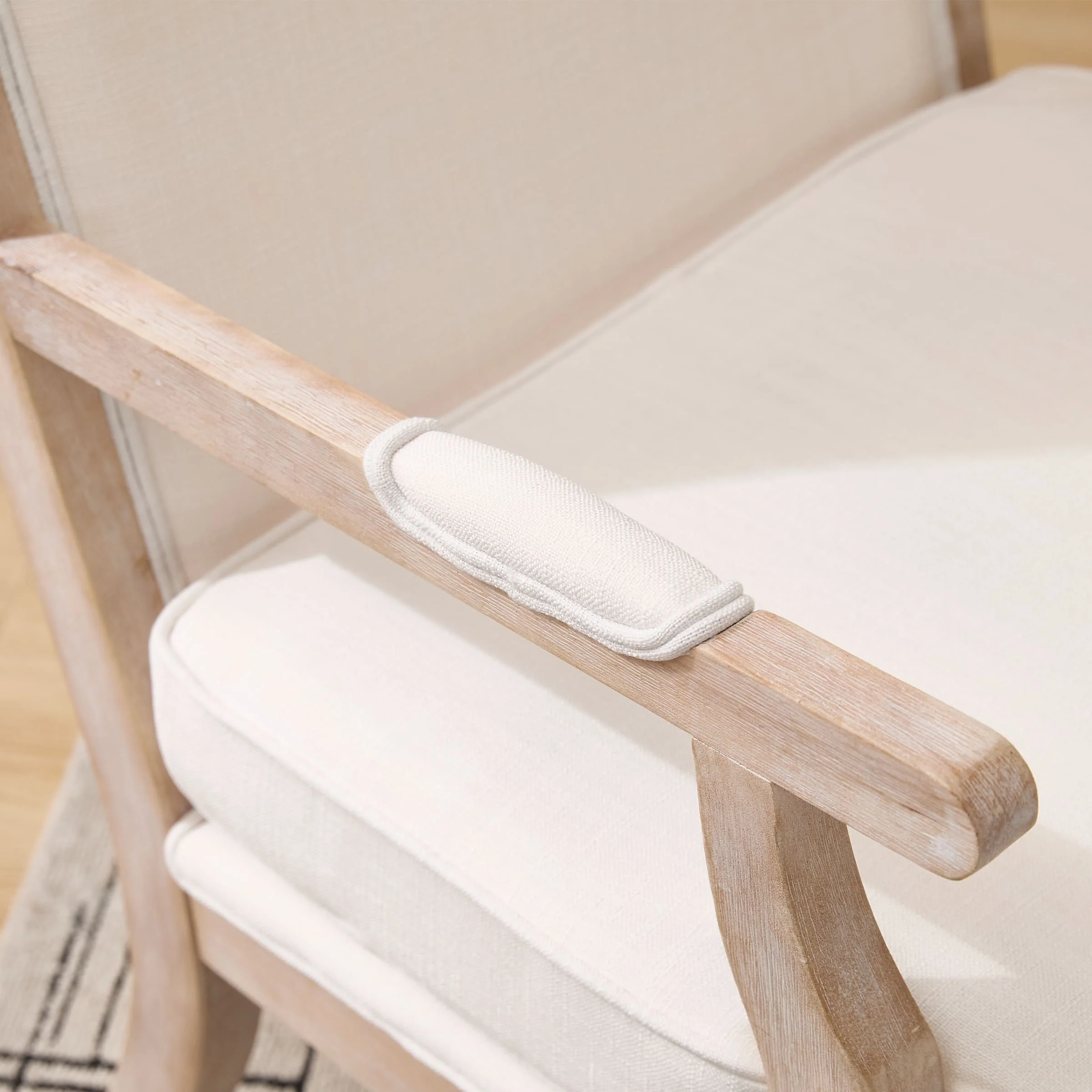 Linen Upholstered Solid Wood Armchair - 30026AC - Image 7