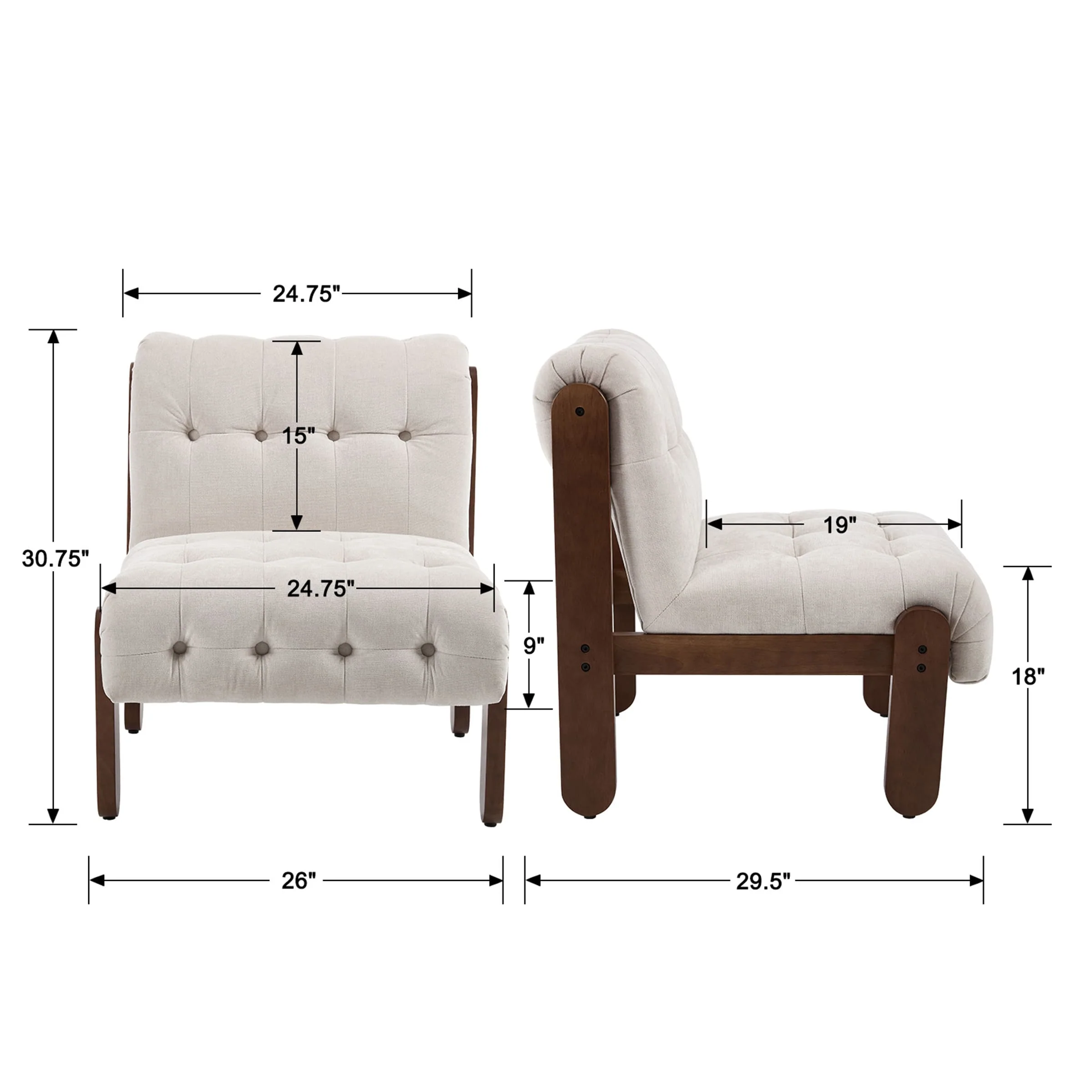 Living Room Armless Accent Chair - 30032AC - Image 18