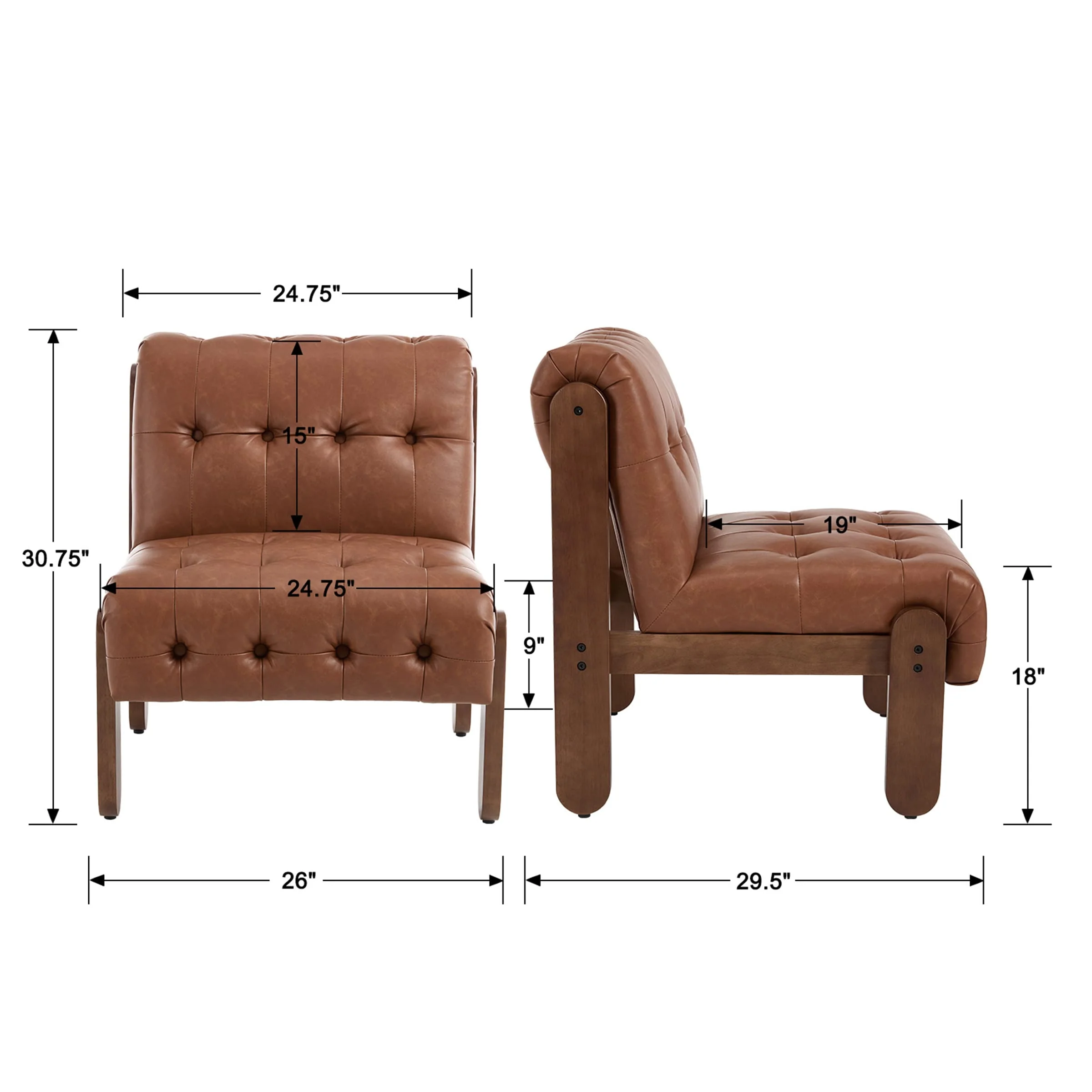 Living Room Armless Accent Chair - 30032AC - Image 9