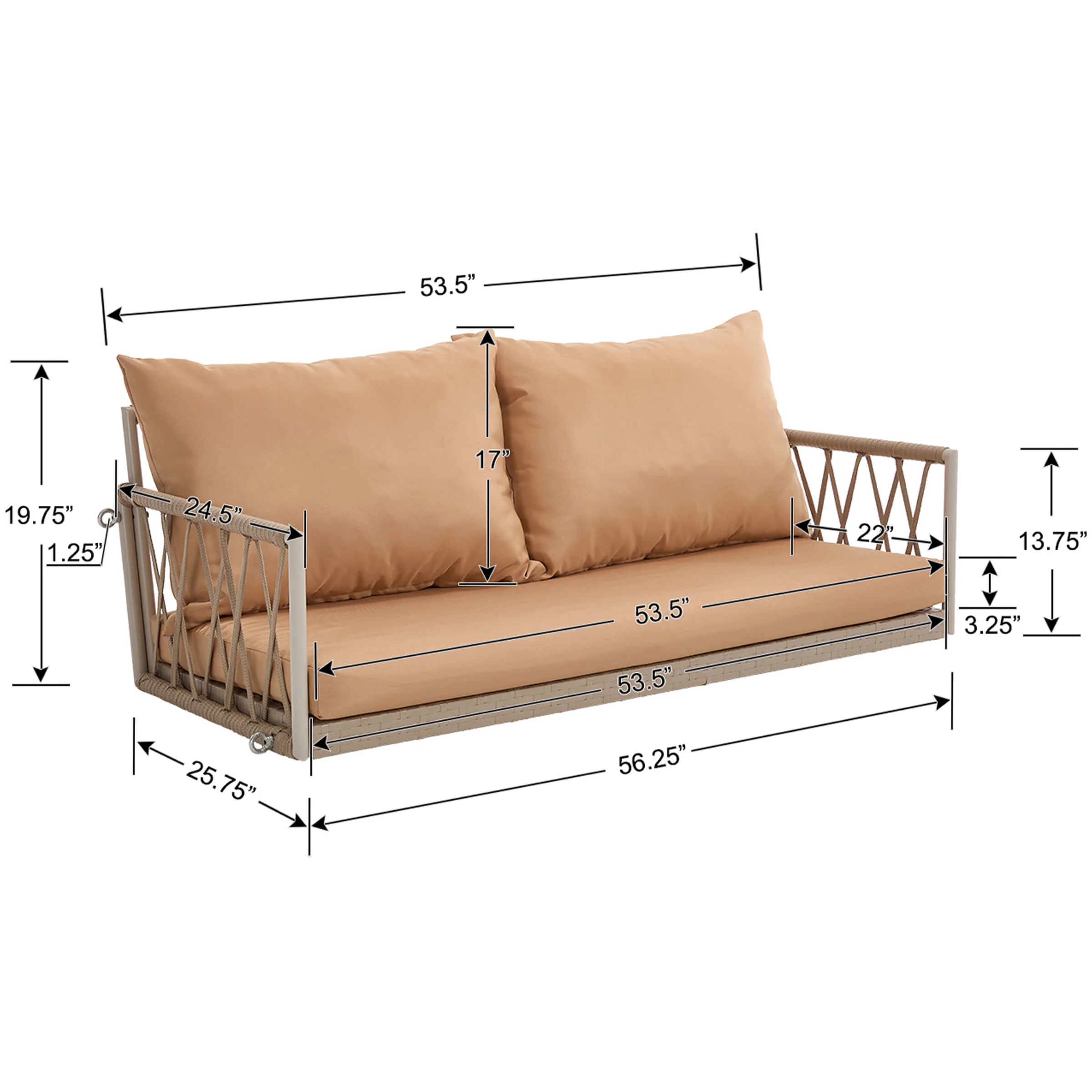 2 Person Modern Patio Hanging Swing - 20702HS - Image 11