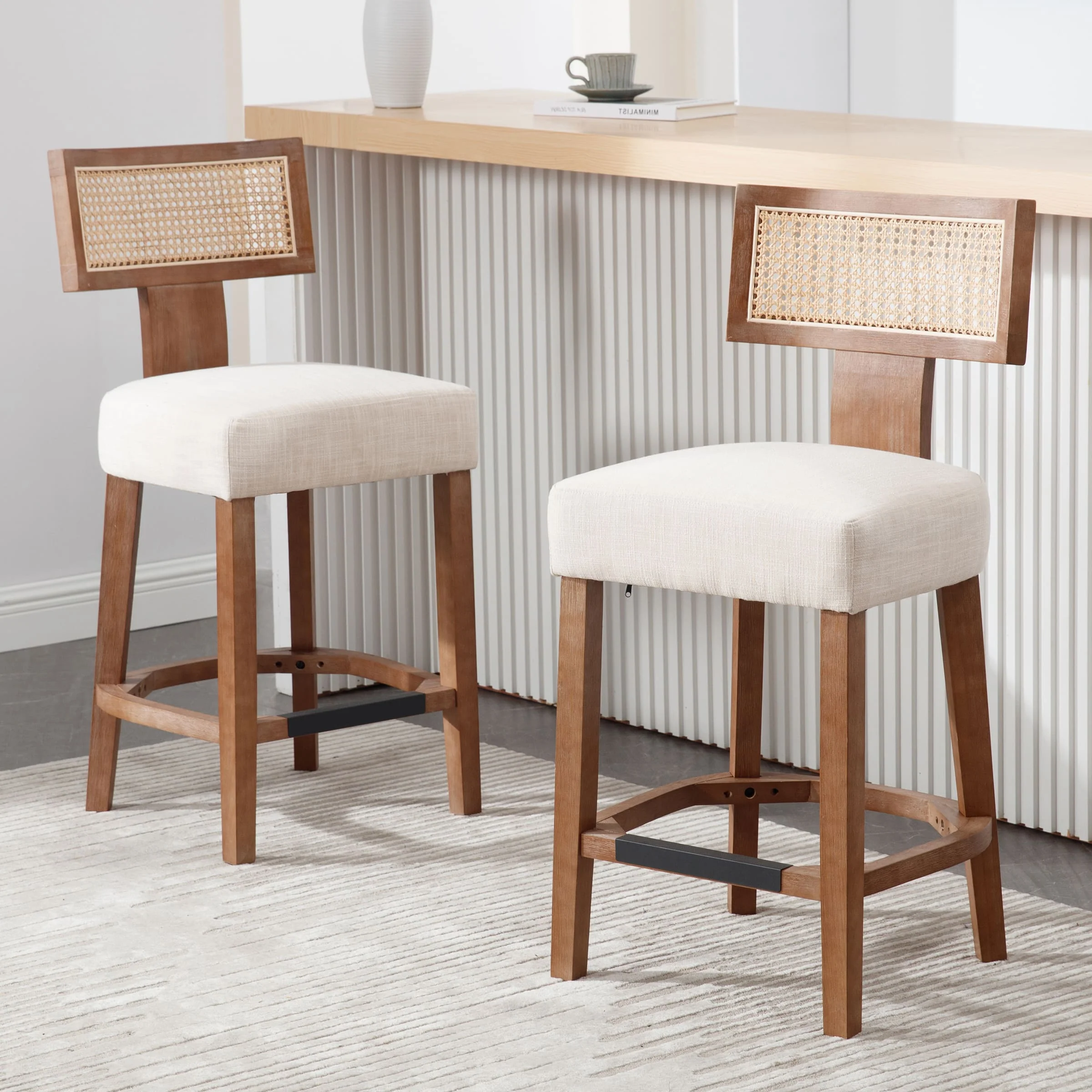 26”H Rattan Back Counter Stools Set of 2 - 5752CS - Image 2