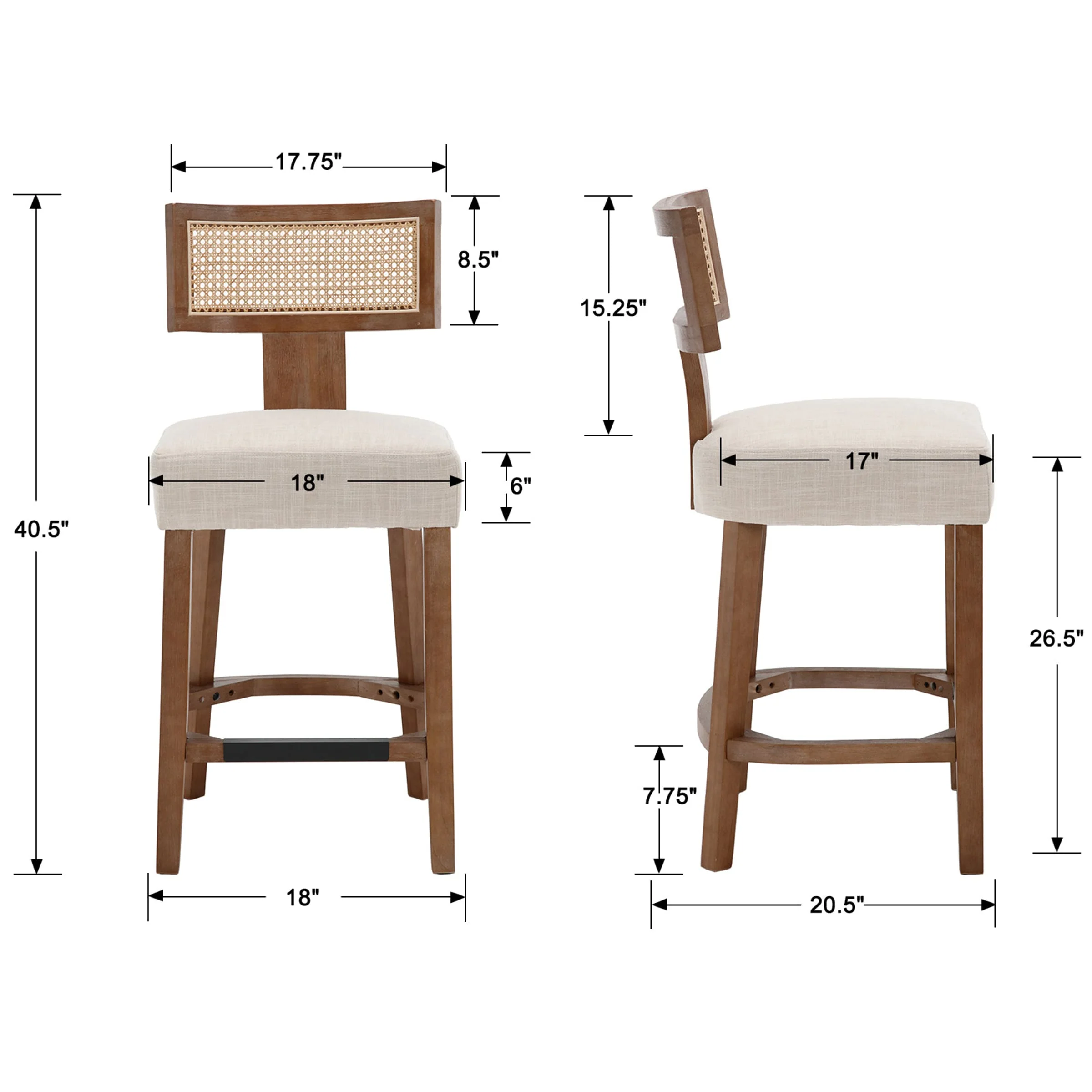 26”H Rattan Back Counter Stools Set of 2 - 5752CS - Image 8