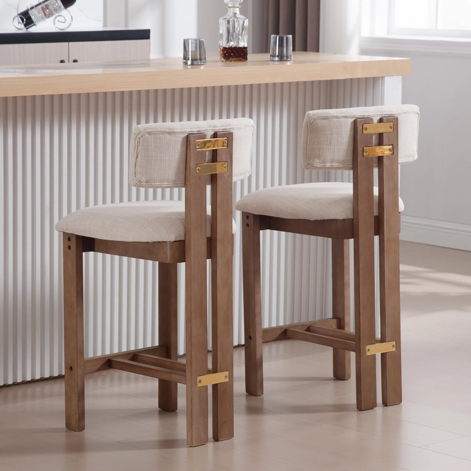 26”H Wood Legs Counter Stools Set of 2 - 5829CS - Image 4