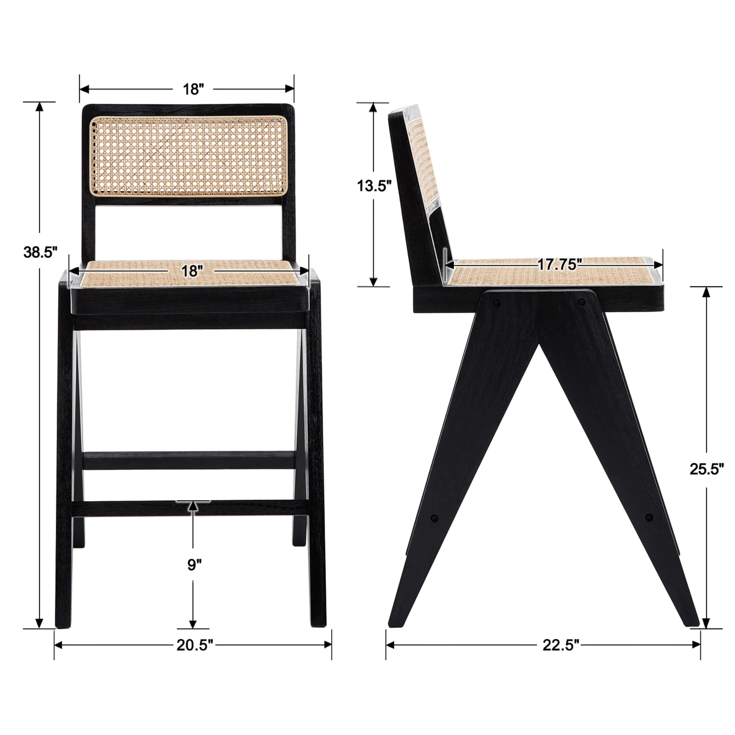 26"H Rattan Back Wood Counte Stools Set of 2 - 5760CS - Image 21