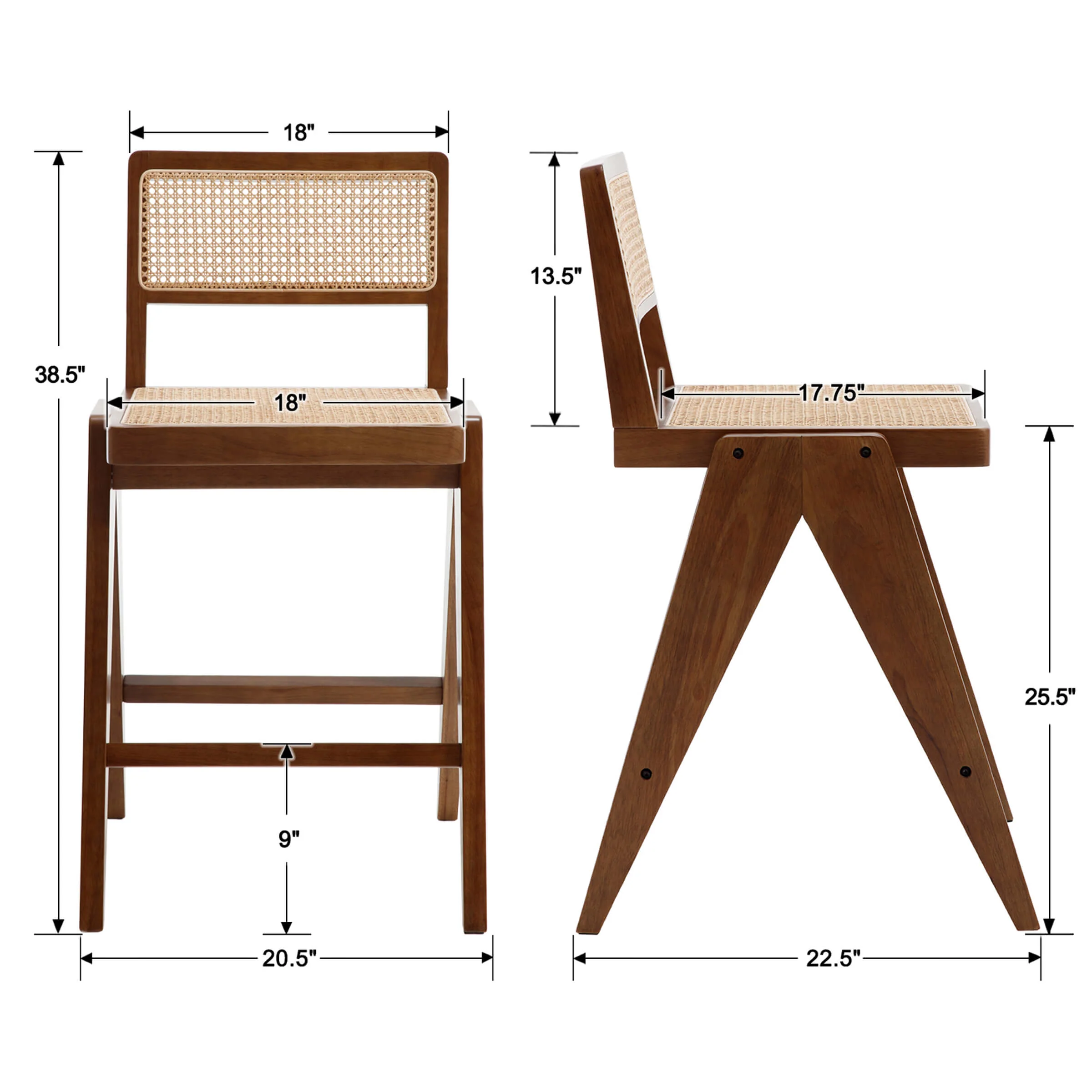 26"H Rattan Back Wood Counte Stools Set of 2 - 5760CS - Image 8