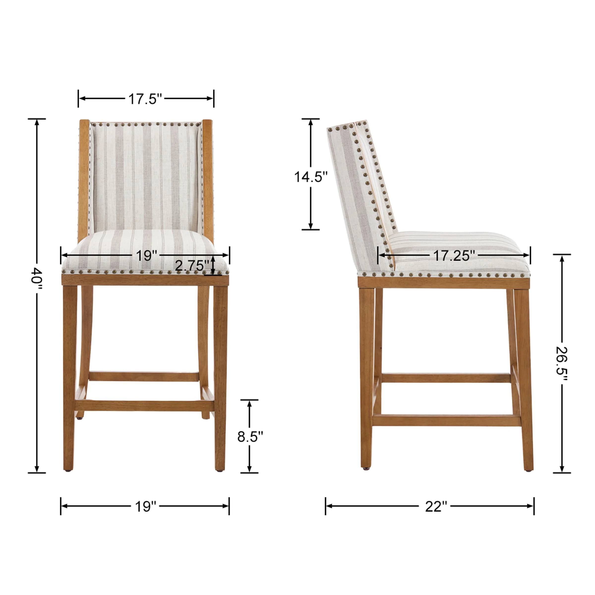 26"H Farmhouse Wingback Counter Stools Set of 2 - X023CS - Image 16