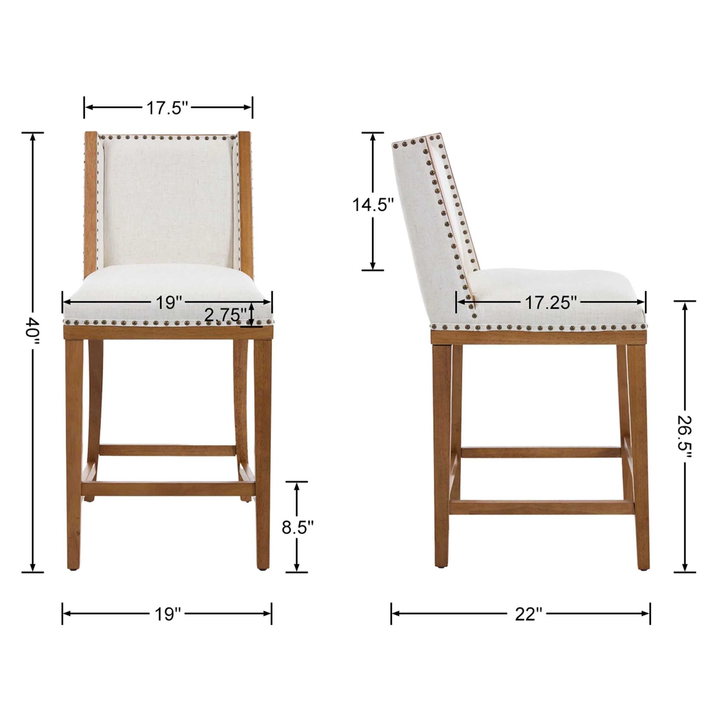 26"H Farmhouse Wingback Counter Stools Set of 2 - X023CS - Image 8