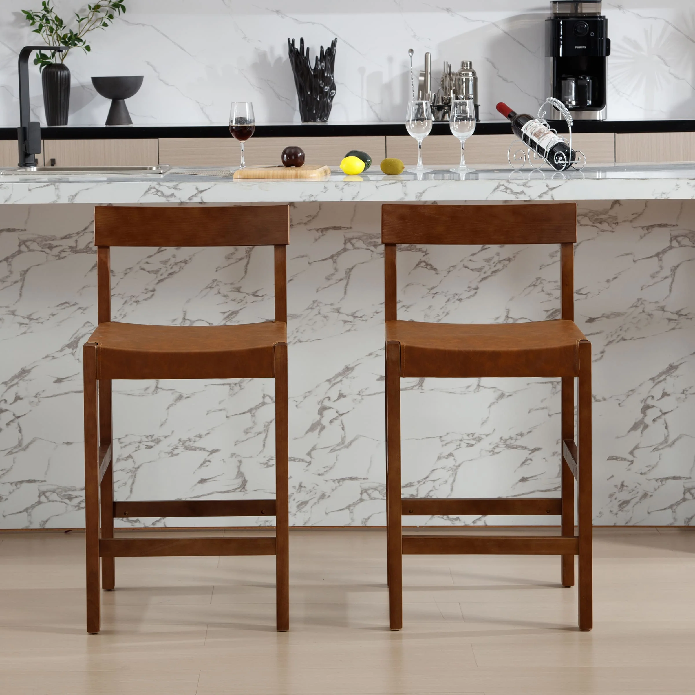 26"H Leather Counter Stools Set of 2 - 7083CS - Image 2