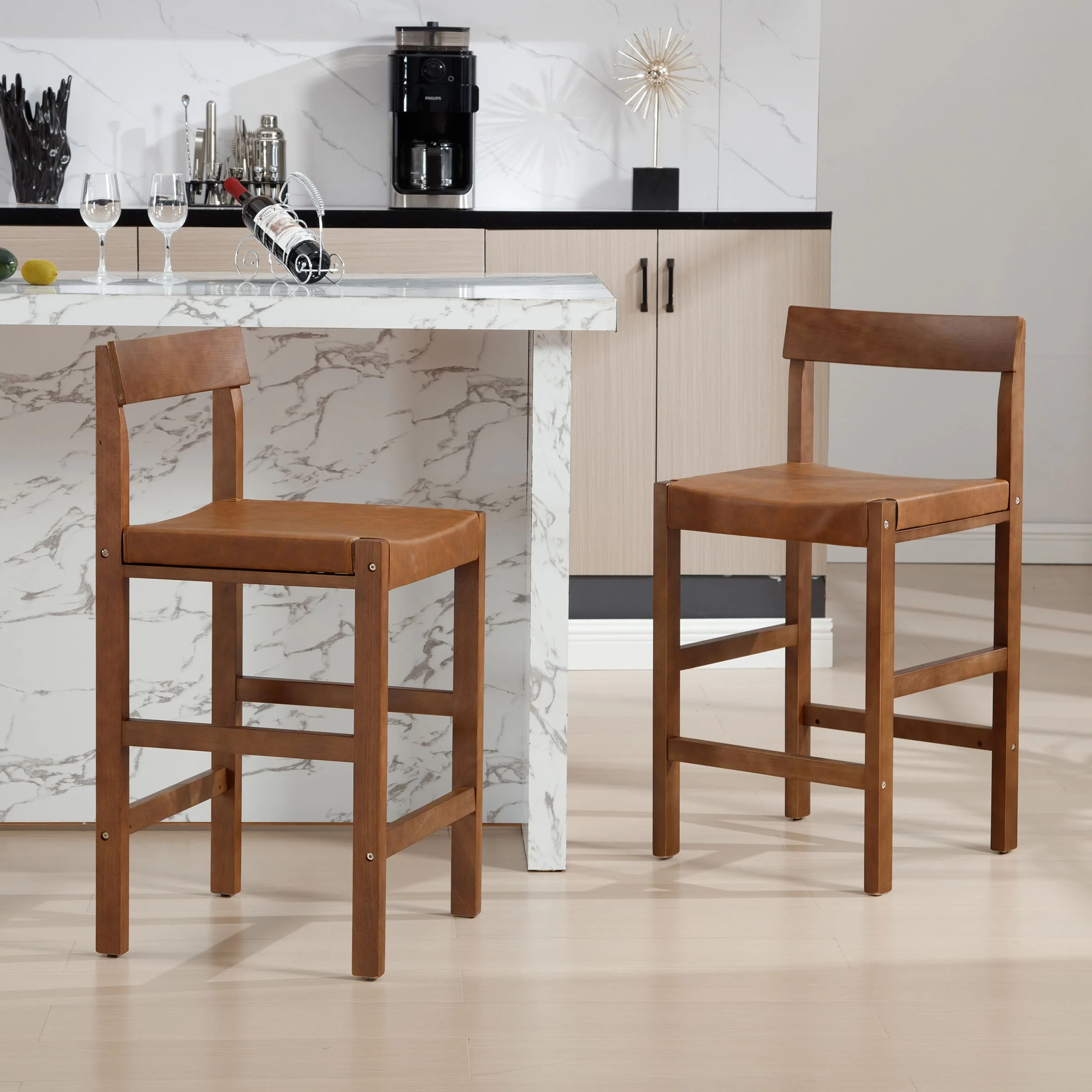 26"H Leather Counter Stools Set of 2 - 7083CS - Image 3