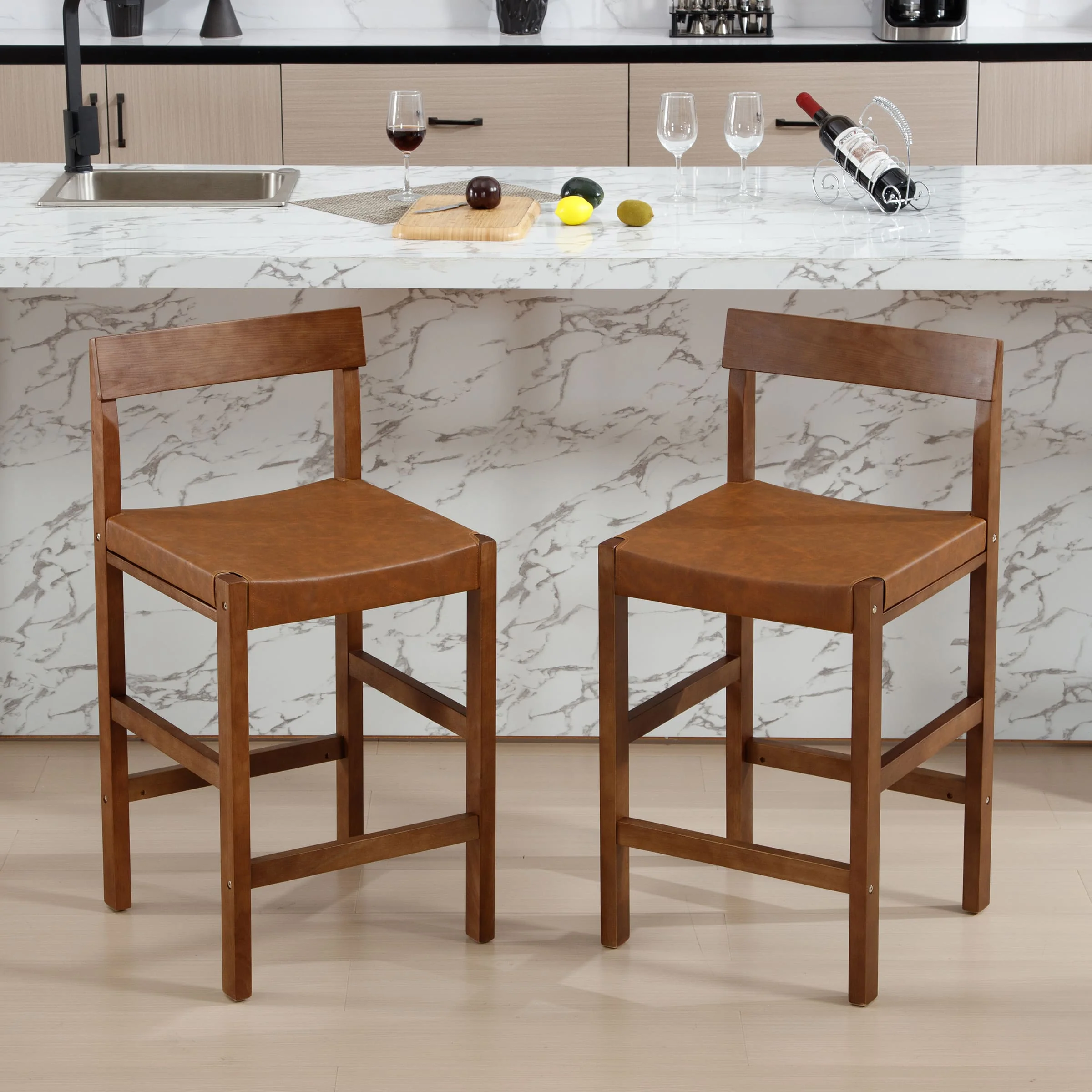 26"H Leather Counter Stools Set of 2 - 7083CS - Image 4