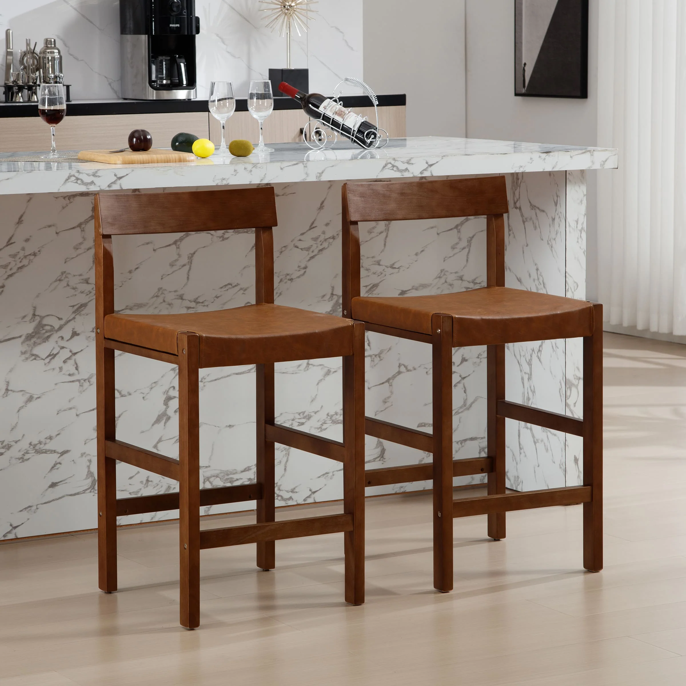 26"H Leather Counter Stools Set of 2 - 7083CS - Image 5