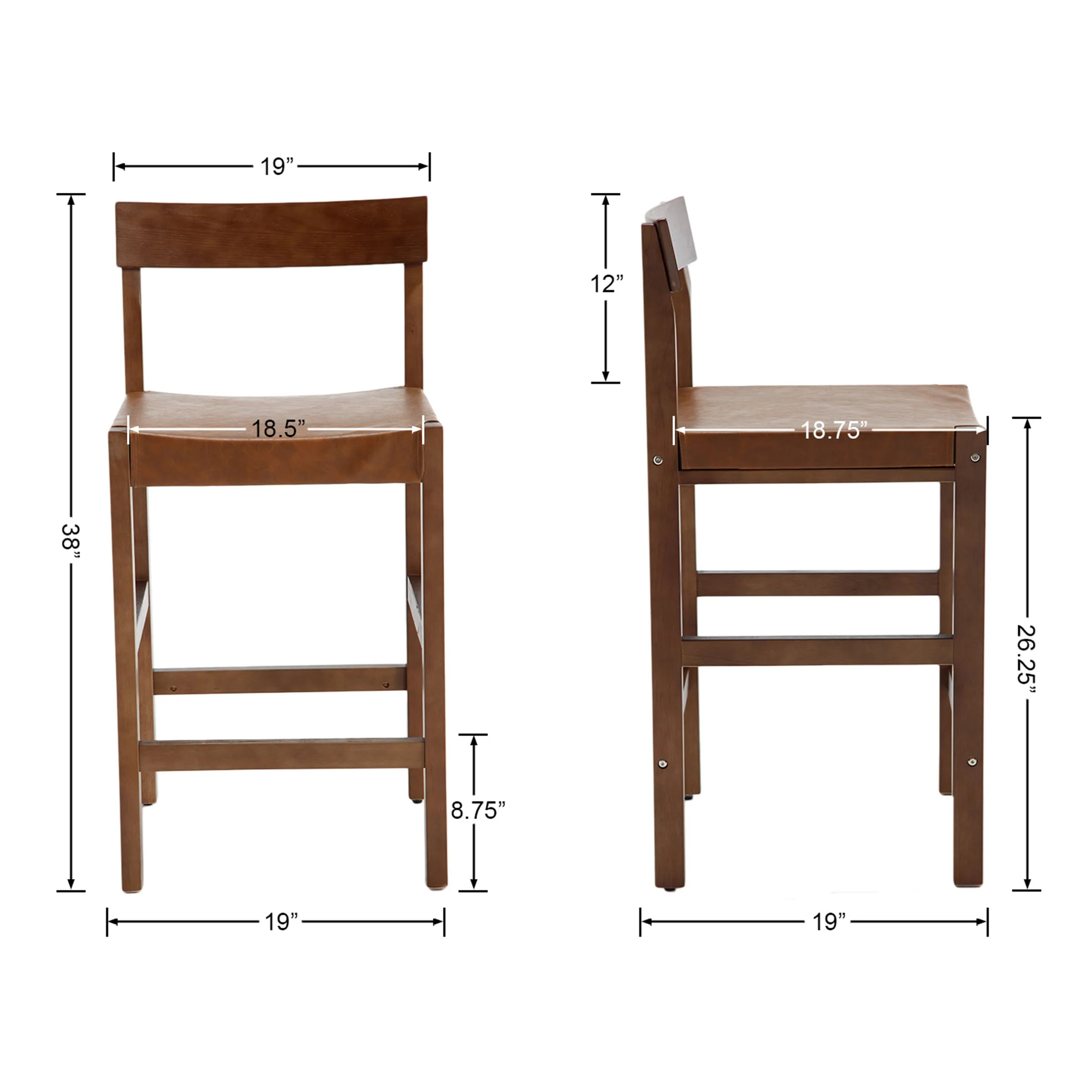 26"H Leather Counter Stools Set of 2 - 7083CS - Image 9