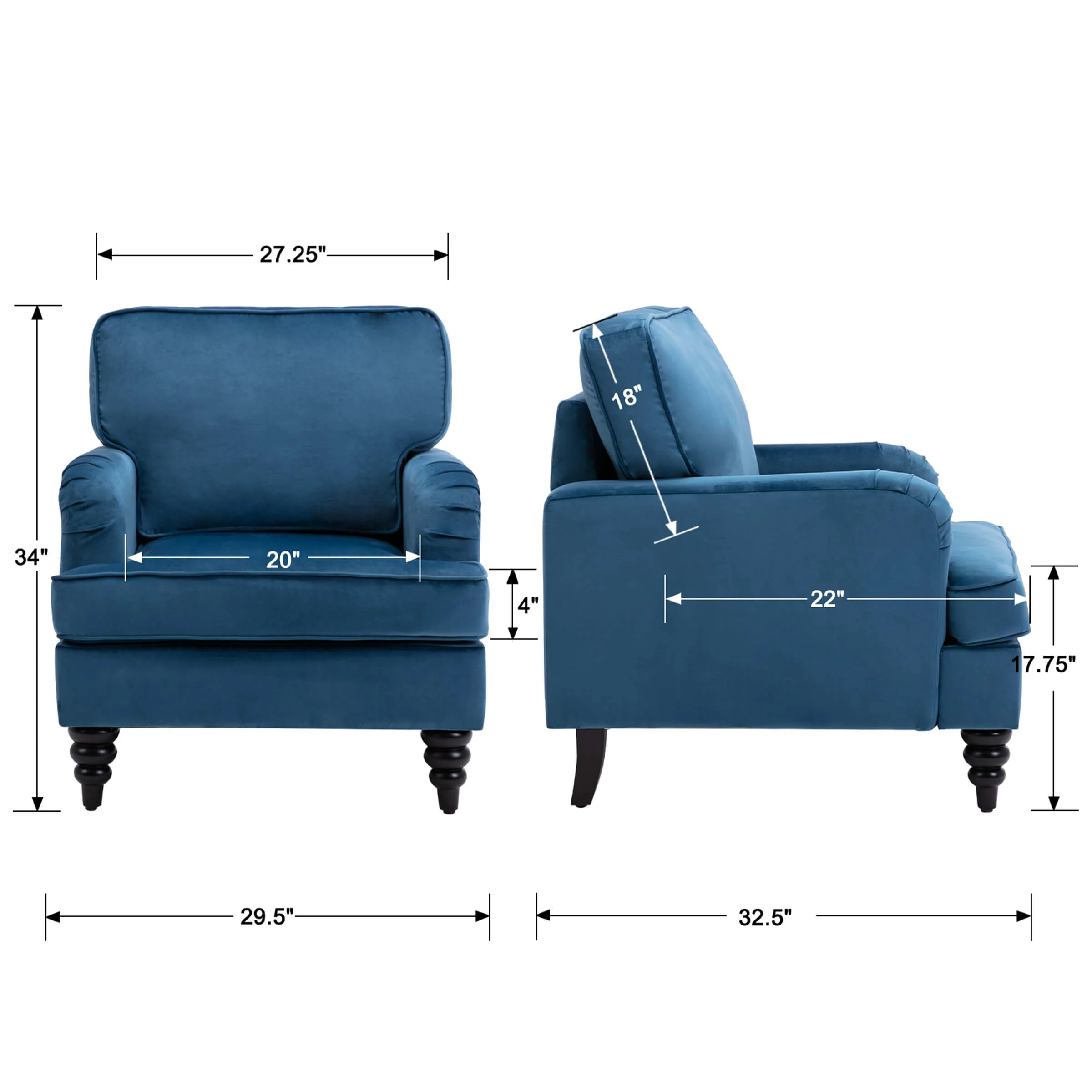 Accent Chair with Removable Back Cushion 1 PCS - X157AC - Image 8