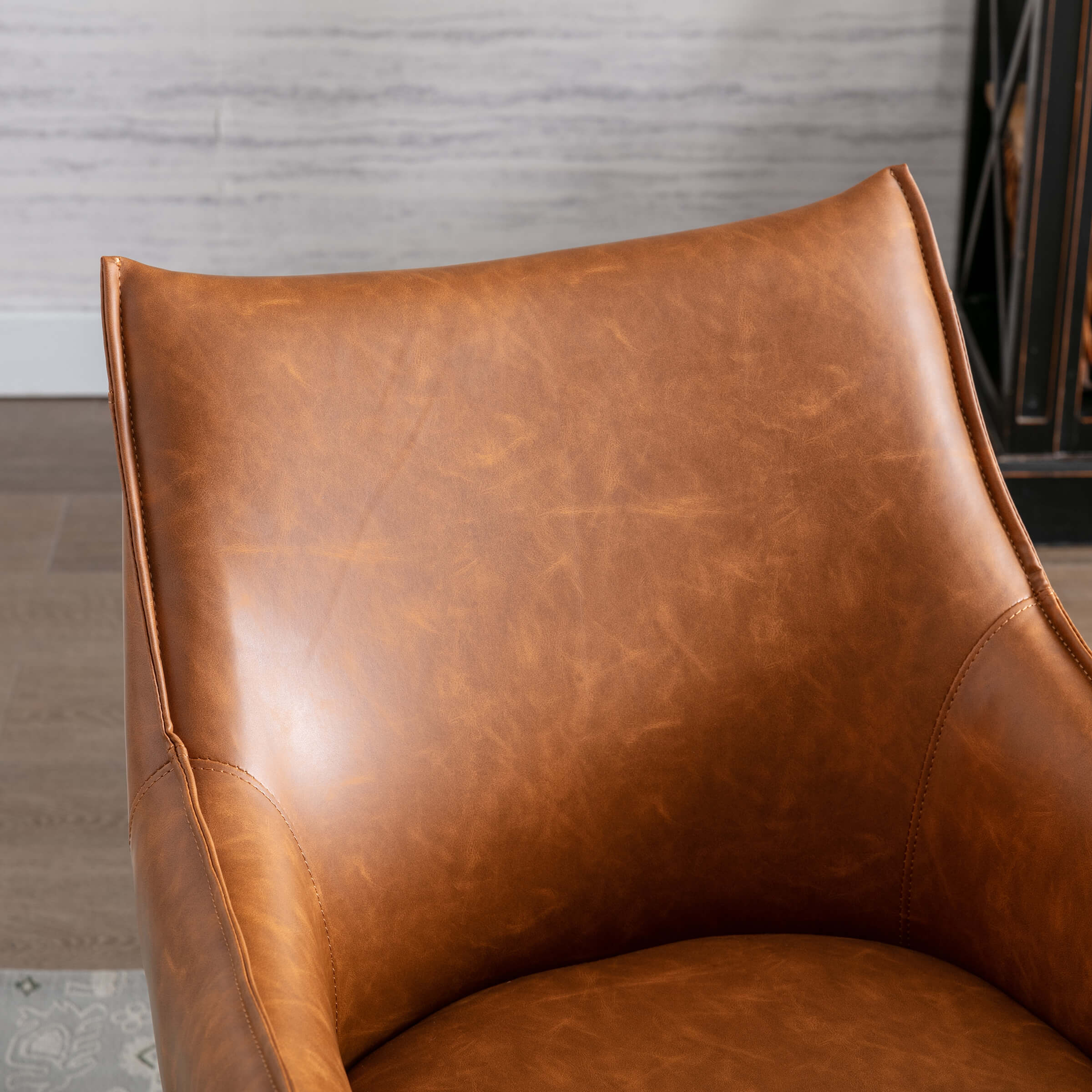 Brown PU Leather Dining Chairs Set of 2 - 9198DC - Image 4