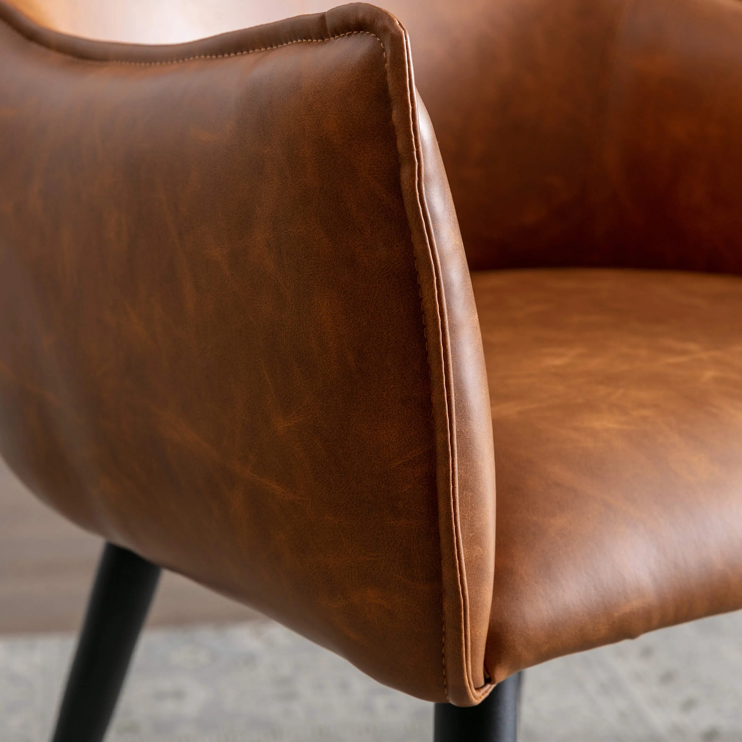 Brown PU Leather Dining Chairs Set of 2 - 9198DC - Image 5