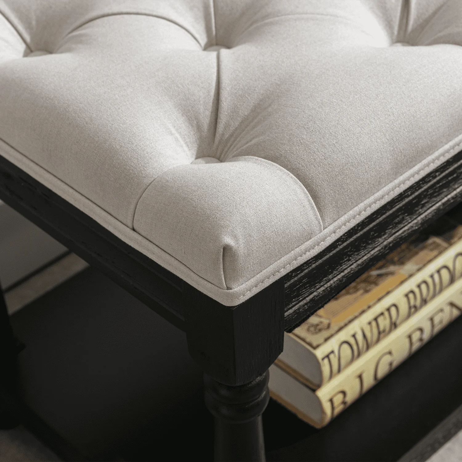 Mid Century Tufted Linen Upholstered Storage Bench - 2204BH - Image 20