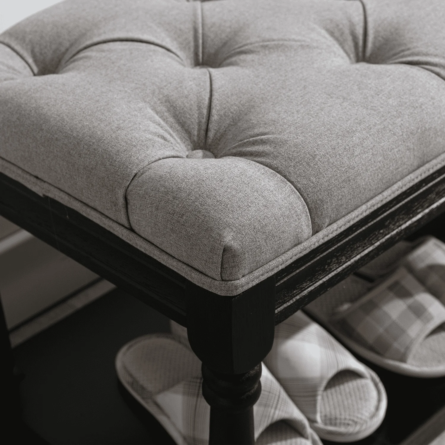Mid Century Tufted Linen Upholstered Storage Bench - 2204BH - Image 27