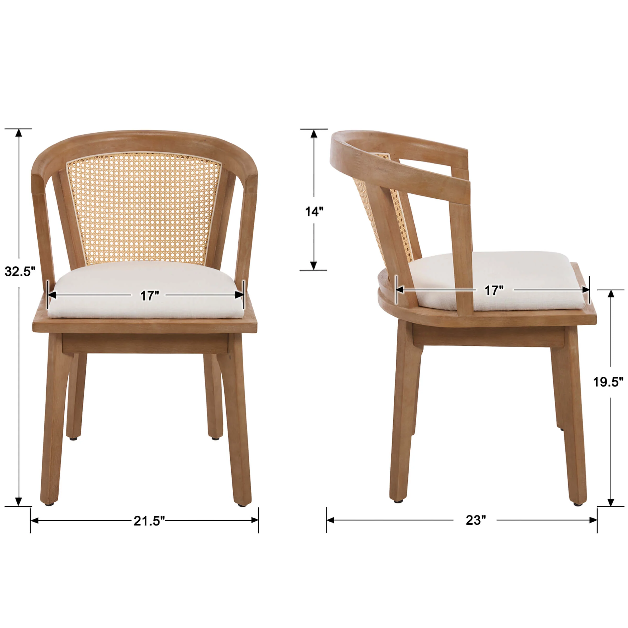 Dining Chairs with Cane Woven Back Set of 2 - 10085DC - Image 10