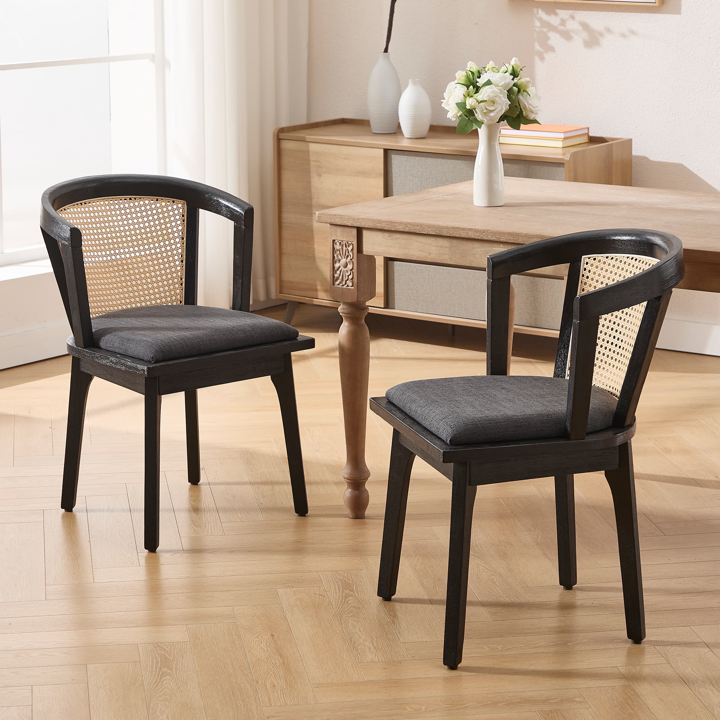Dining Chairs with Cane Woven Back Set of 2 - 10085DC - Image 11
