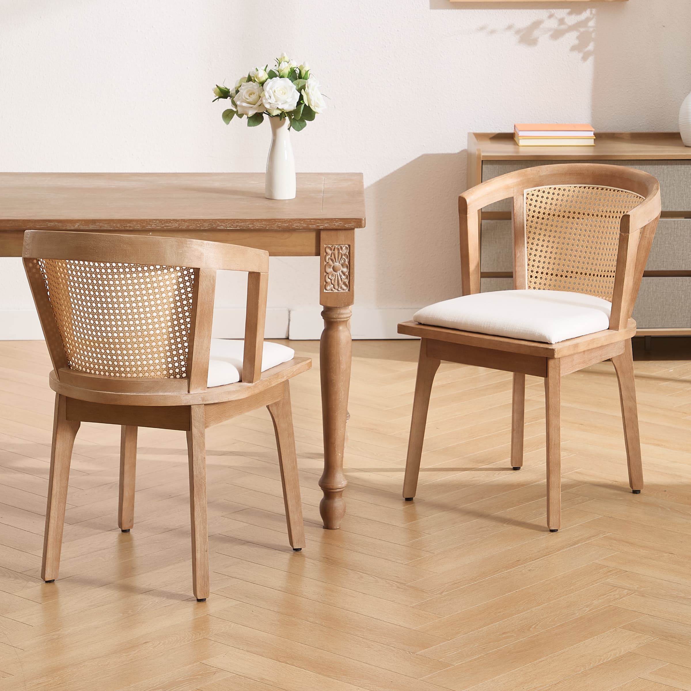 Dining Chairs with Cane Woven Back Set of 2 - 10085DC - Image 2