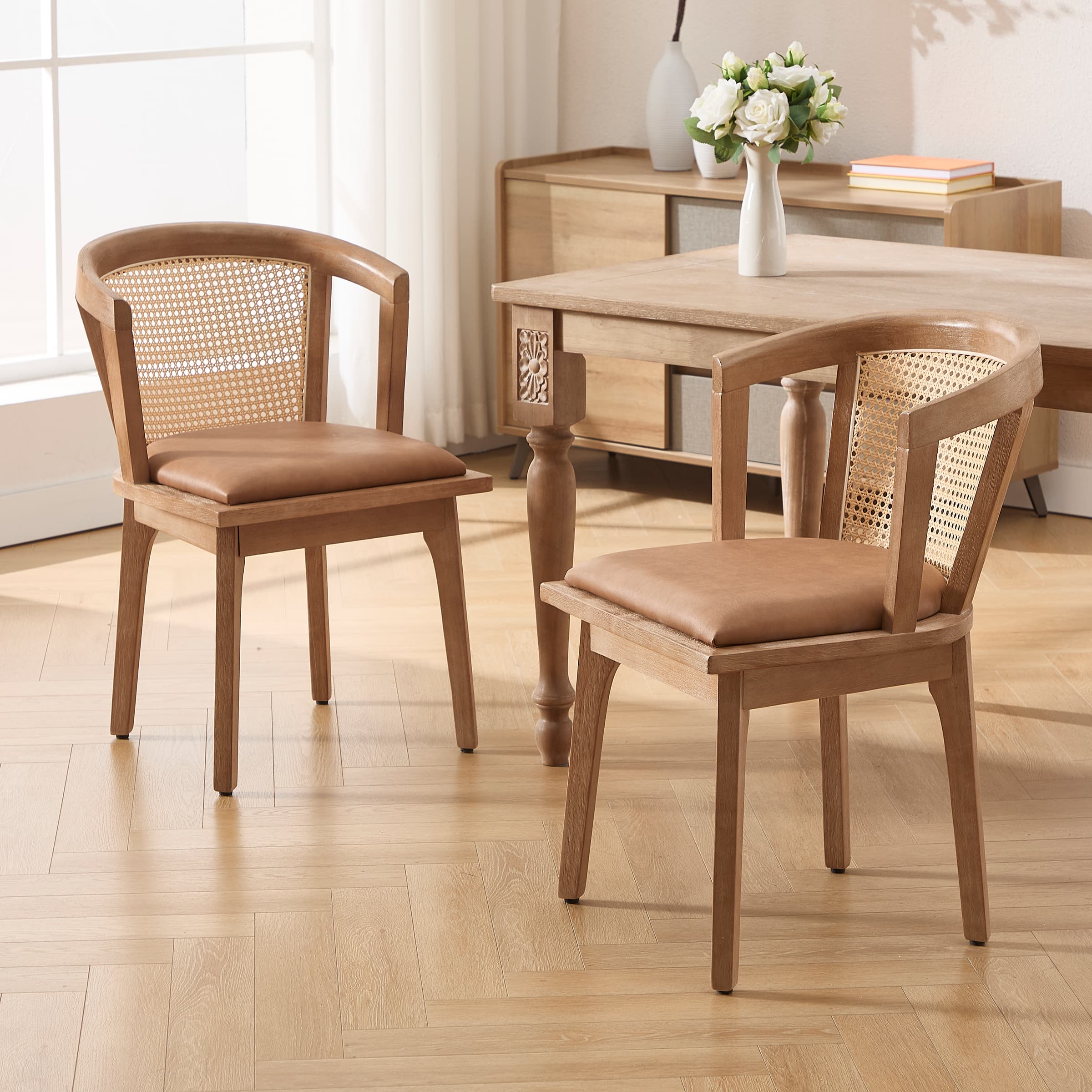 Dining Chairs with Cane Woven Back Set of 2 - 10085DC - Image 21