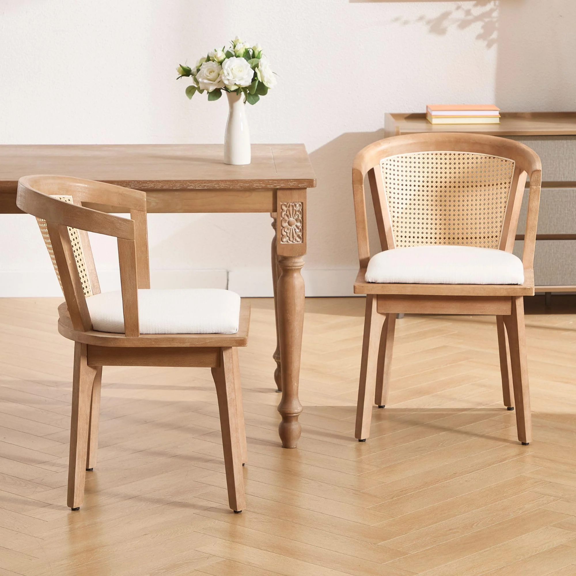 Dining Chairs with Cane Woven Back Set of 2 - 10085DC - Image 3